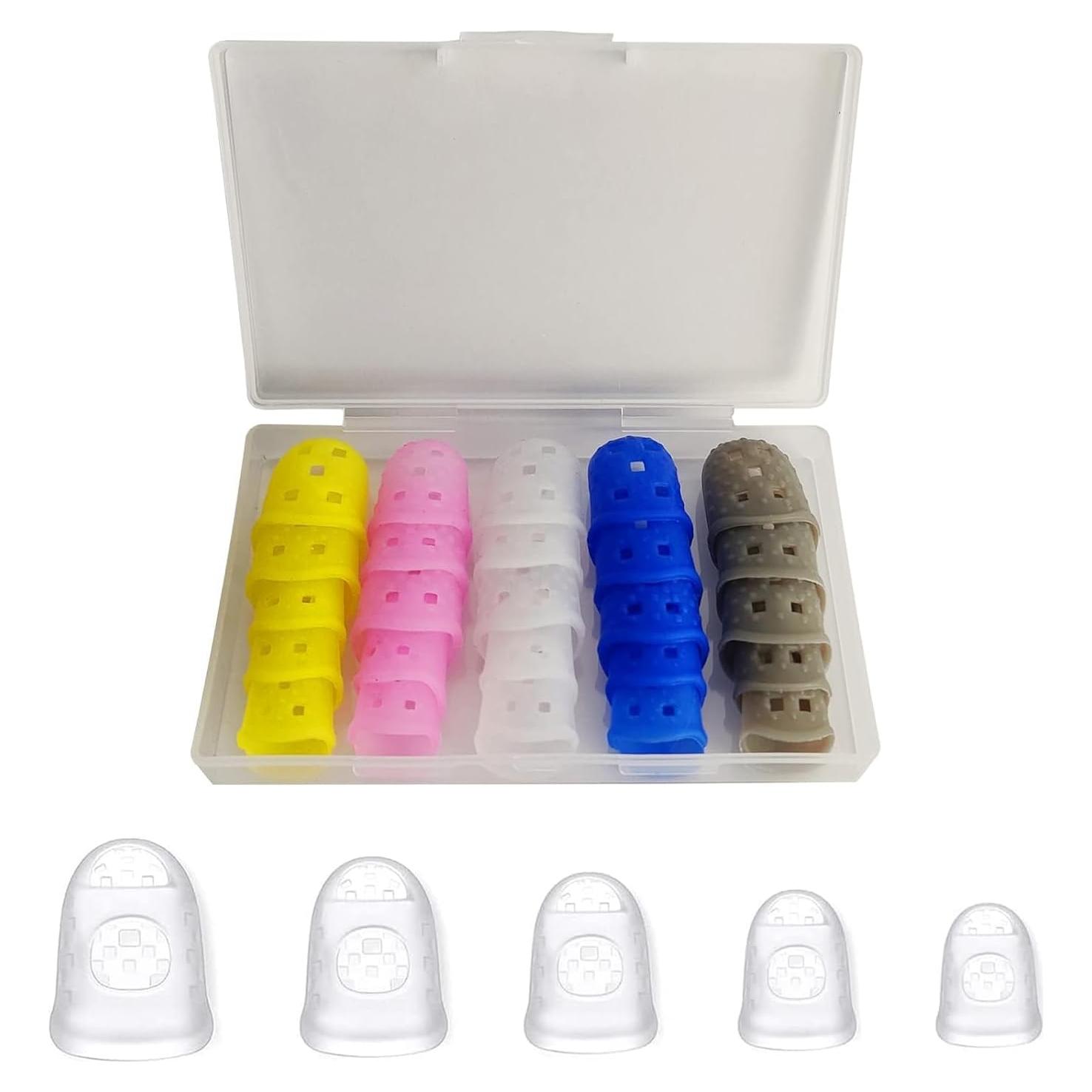 Guitar Fingertip Protectors, 25-Pack Silicone Finger Covers for Guitar/Ukulele/Banjo/Mandolin – Breathable, Flexible, Non-Slip Practice Sleeves, Mixed Colors with Storage Case, Reusable