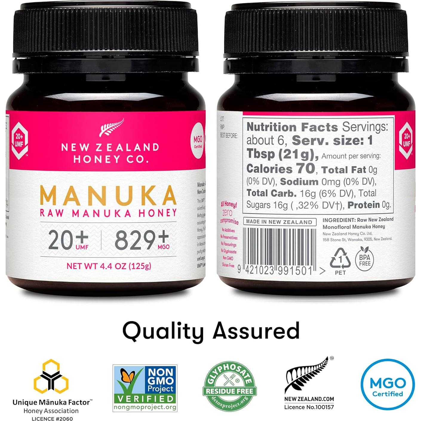 Miel Cruda de Manuka UMF 20+ New Zealand Honey Co. 125g
