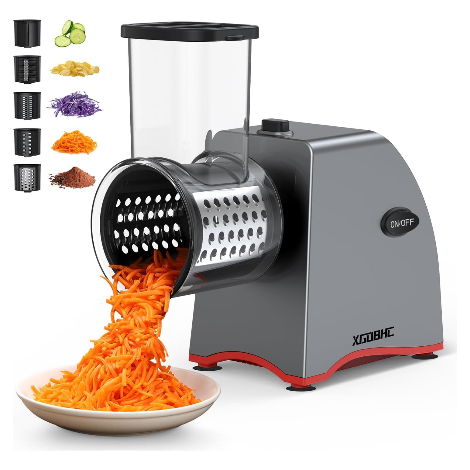 Rallador de Queso Eléctrico XGOBHC 250W 5 Cuchillas Inox