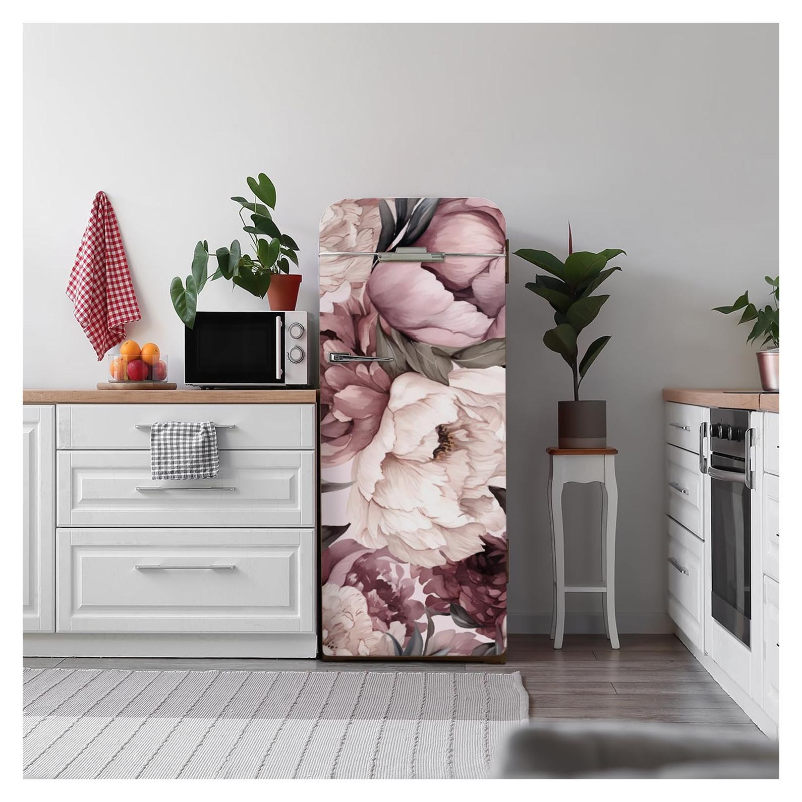 Calcomanía Autoadhesiva Refrigerador funlife Peonía Vintage 56x163cm