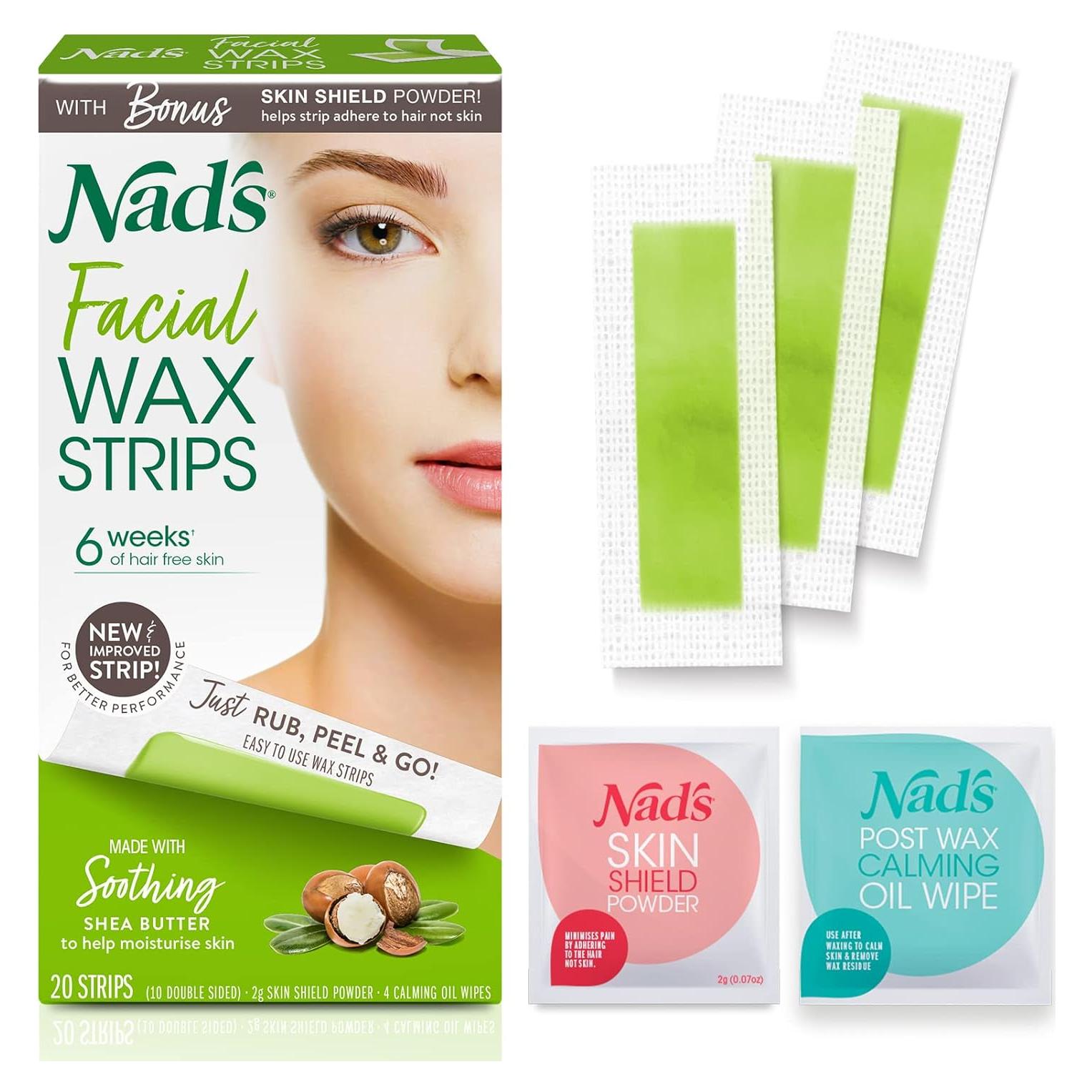 Tiras de Cera Facial Nad's Hipoalergénicas 20 Unidades