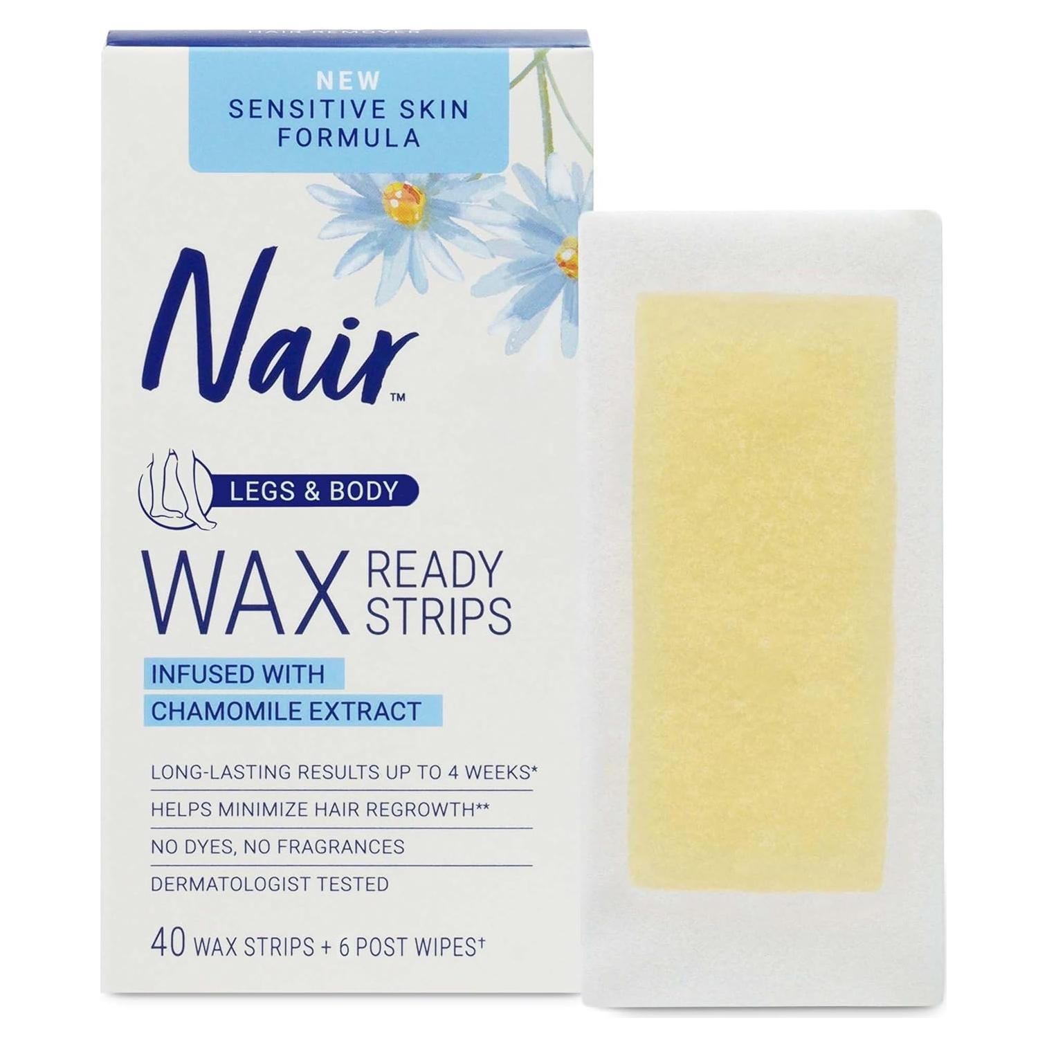 Cera Depilatoria Nair Sensible 40 Listones para Piernas y Cuerpo