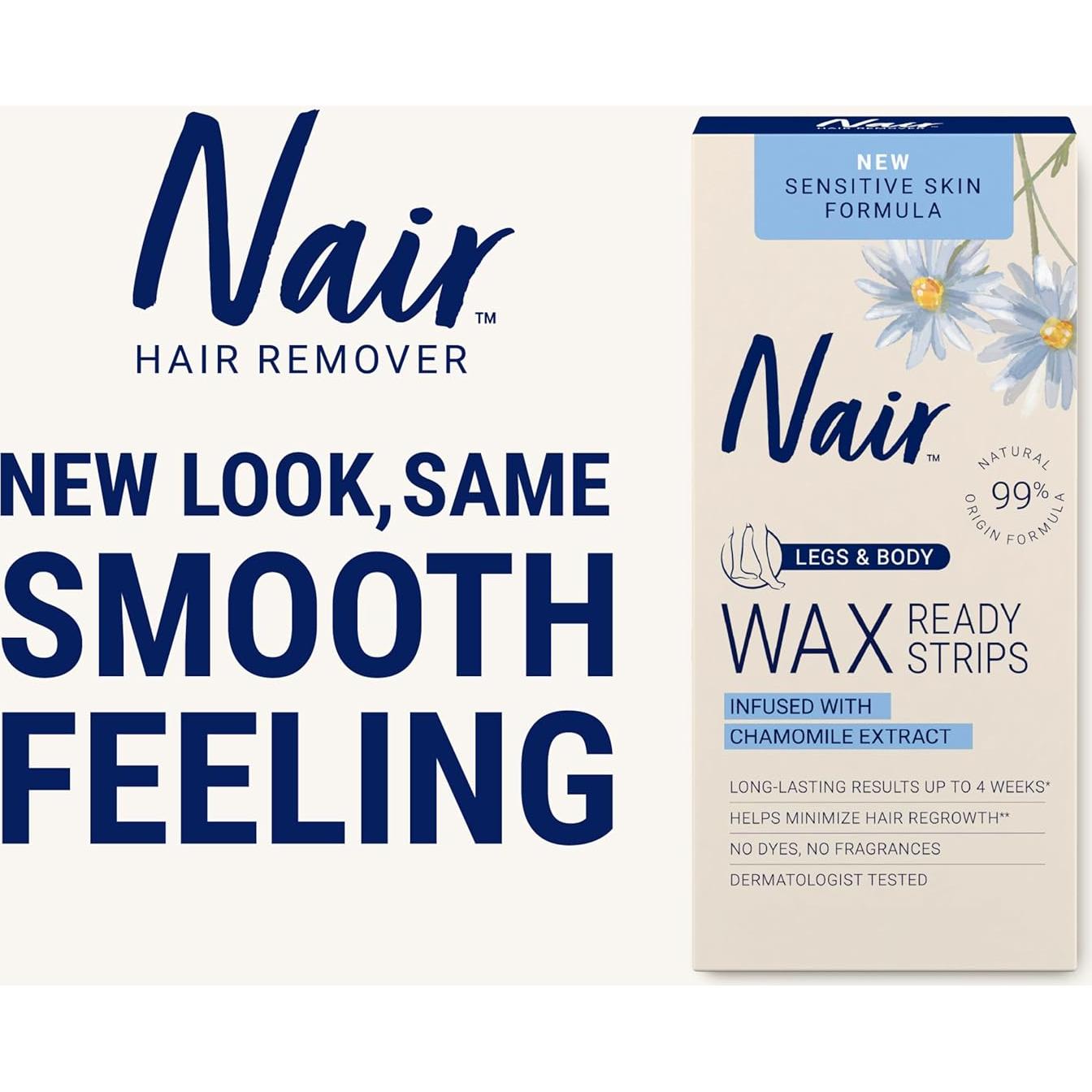 Cera Depilatoria Nair Sensible 40 Listones para Piernas y Cuerpo