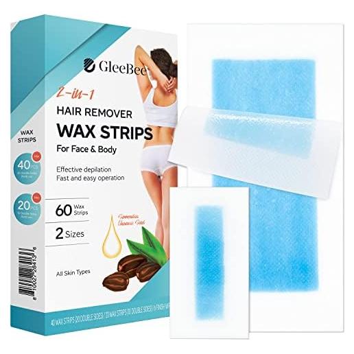 Tiras de Cera Depilatorias GleeBee 60 Unidades - 40 Corporales y 20 Faciales