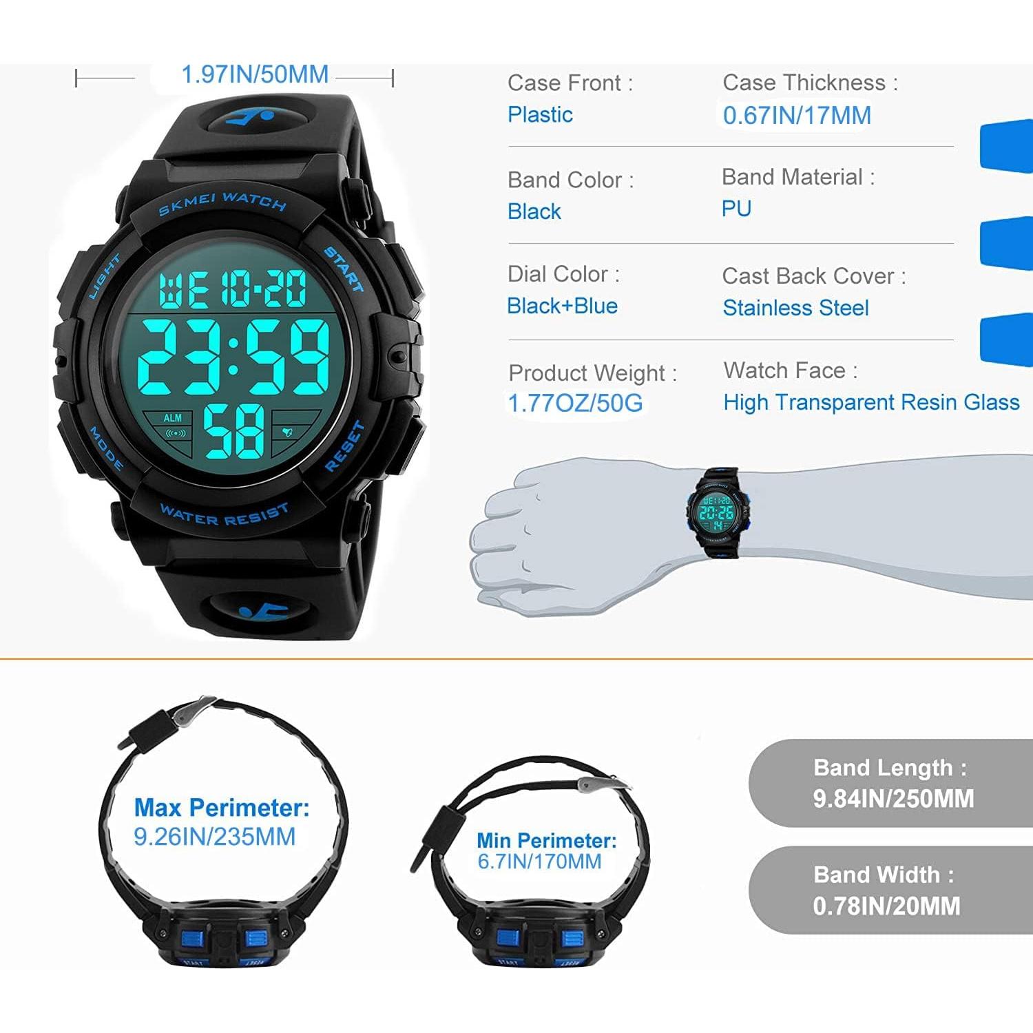 Reloj Deportivo Digital MJSCPHBJK 50m Impermeable Azul