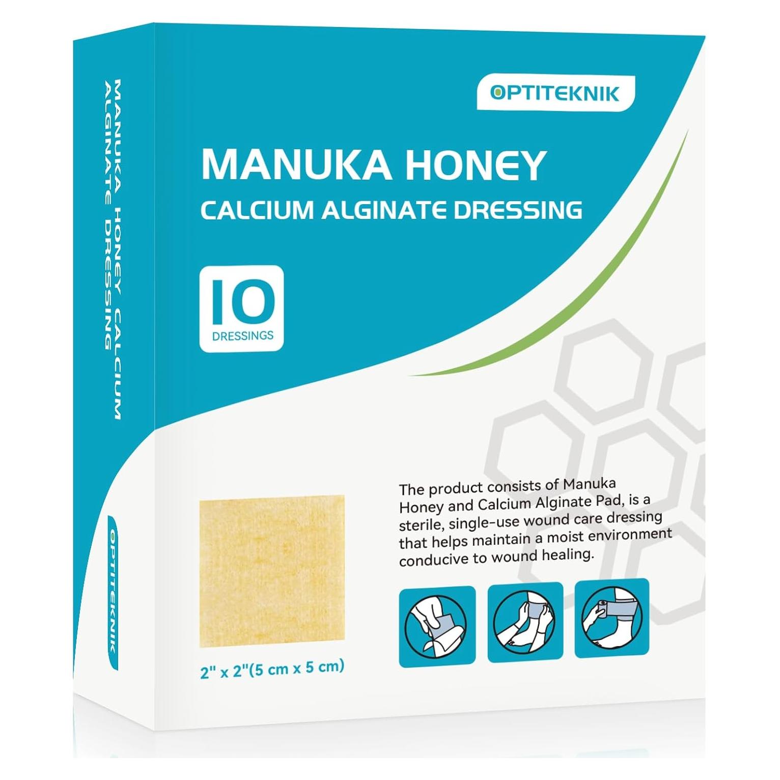 Venda de Herida Alginato de Calcio Miel de Manuka 10 Pzas