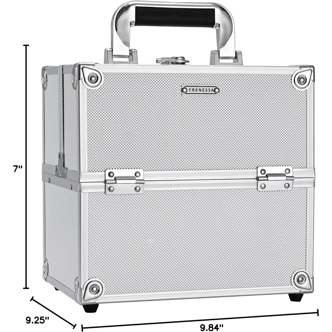 Estuche de Maquillaje Frenessa Plata Organizador Portátil 26.99x18.99cm