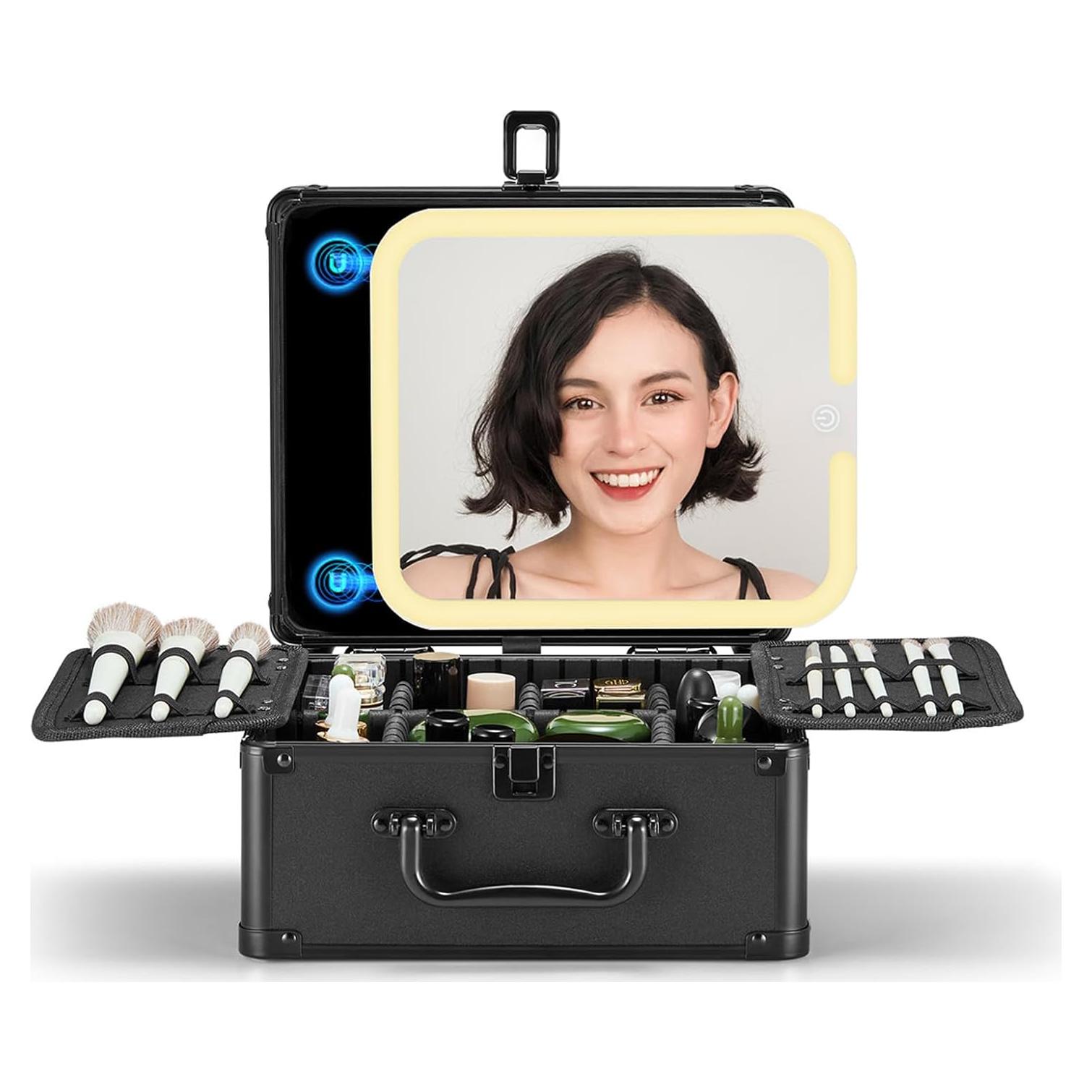 Estuche de Maquillaje OMIRO con Espejo LED Negro