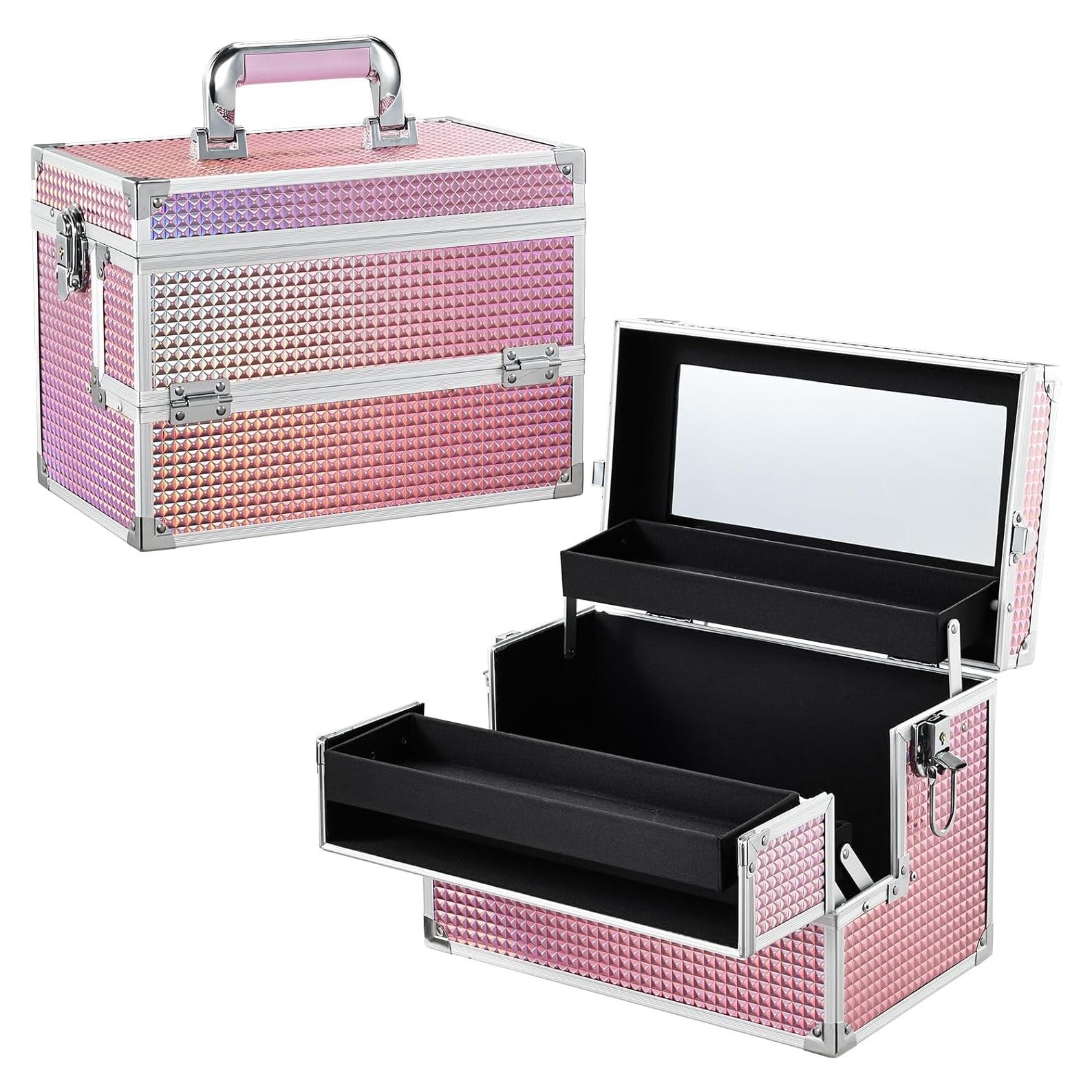 Estuche de Maquillaje Joligrace Rosa 30,48 cm con Espejo