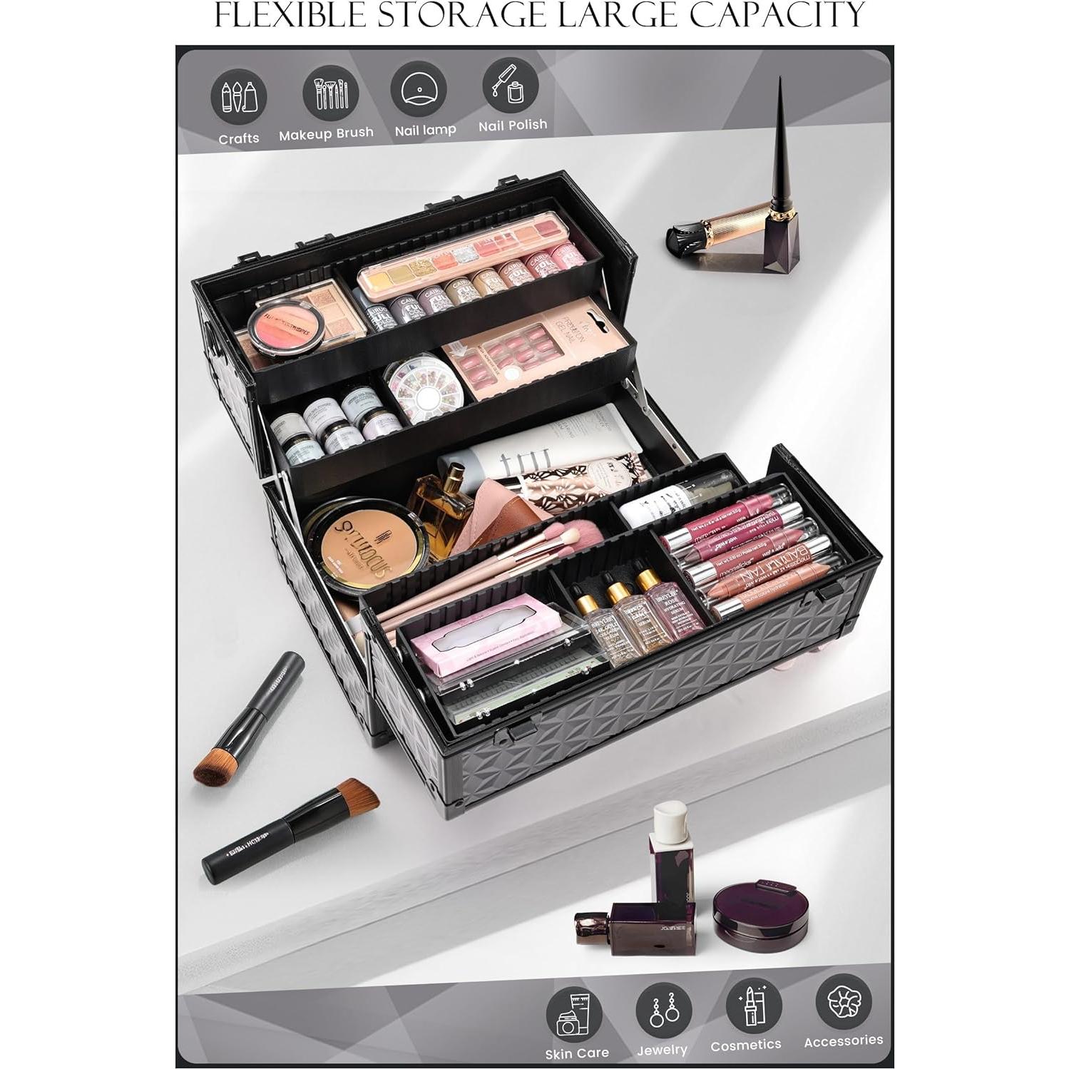 Estuche de Maquillaje Profesional Joligrace 34 cm Negro