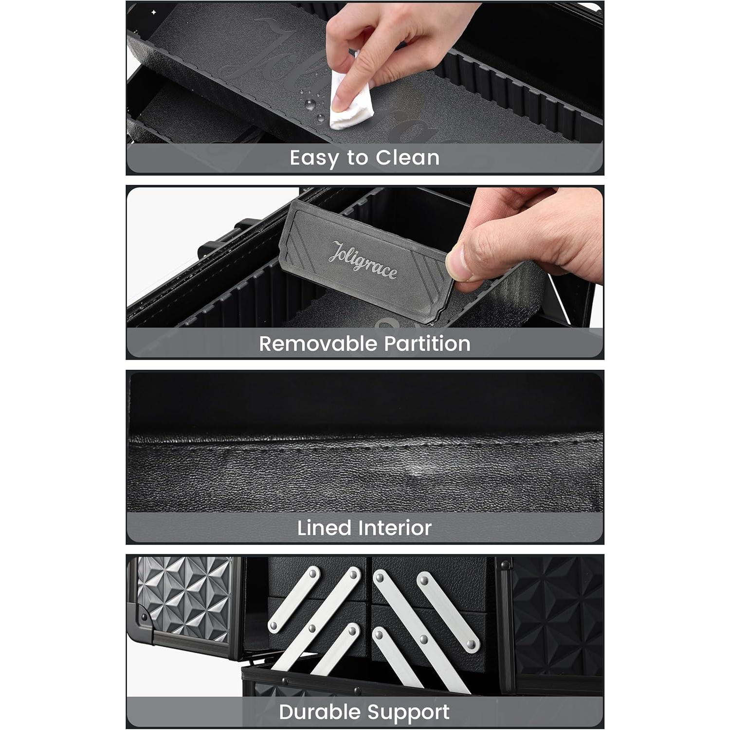 Estuche de Maquillaje Profesional Joligrace 34 cm Negro