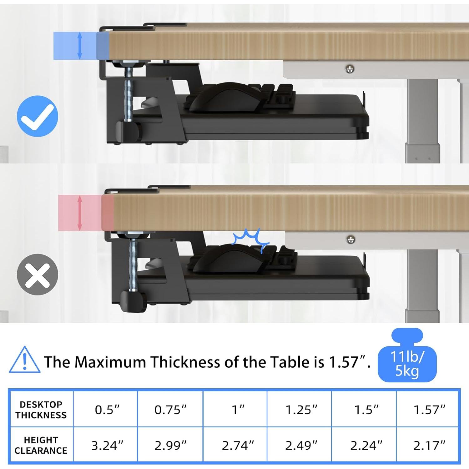 Bandeja para Teclado Suptek 65 cm Negra Montaje en C