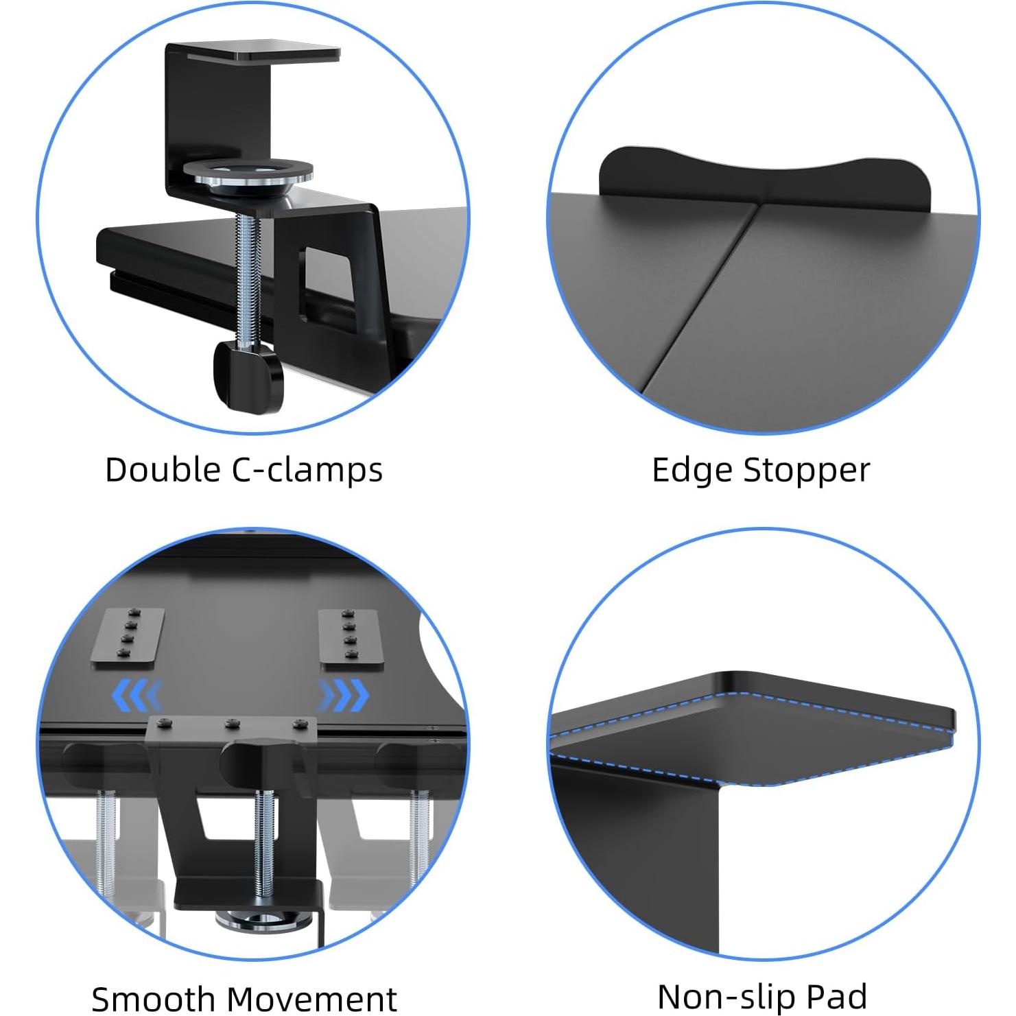 Bandeja para Teclado Suptek 65 cm Negra Montaje en C