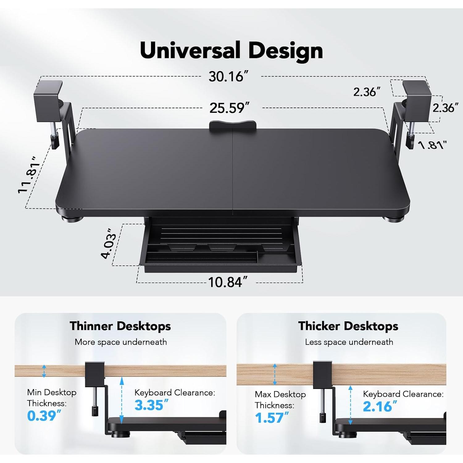 Bandeja para Teclado Bajo Escritorio HUANUO 76.60 cm con Cajón