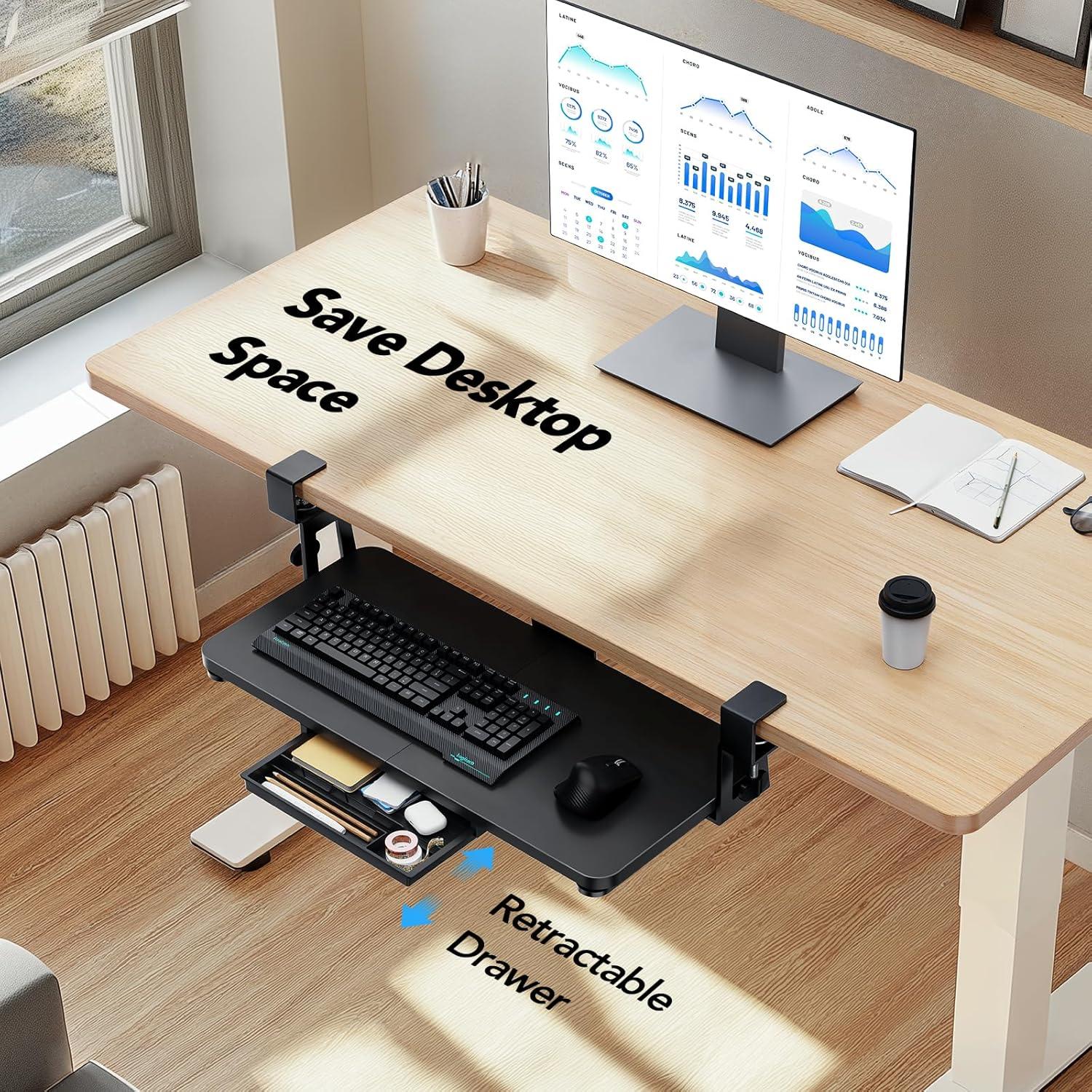 Bandeja para Teclado Bajo Escritorio HUANUO 76.60 cm con Cajón