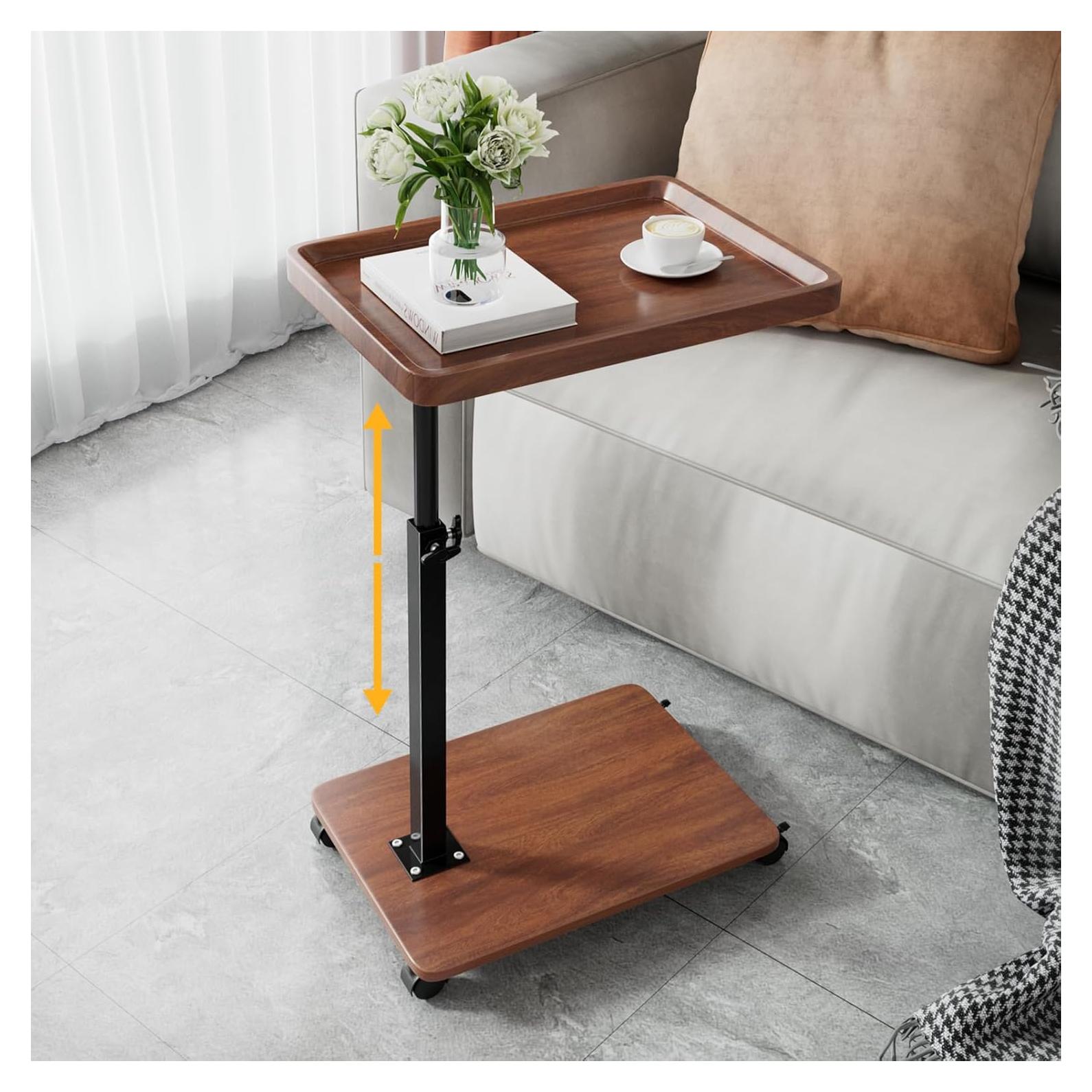 Mesa lateral ajustable en altura XNSDXV tipo C madera nogal