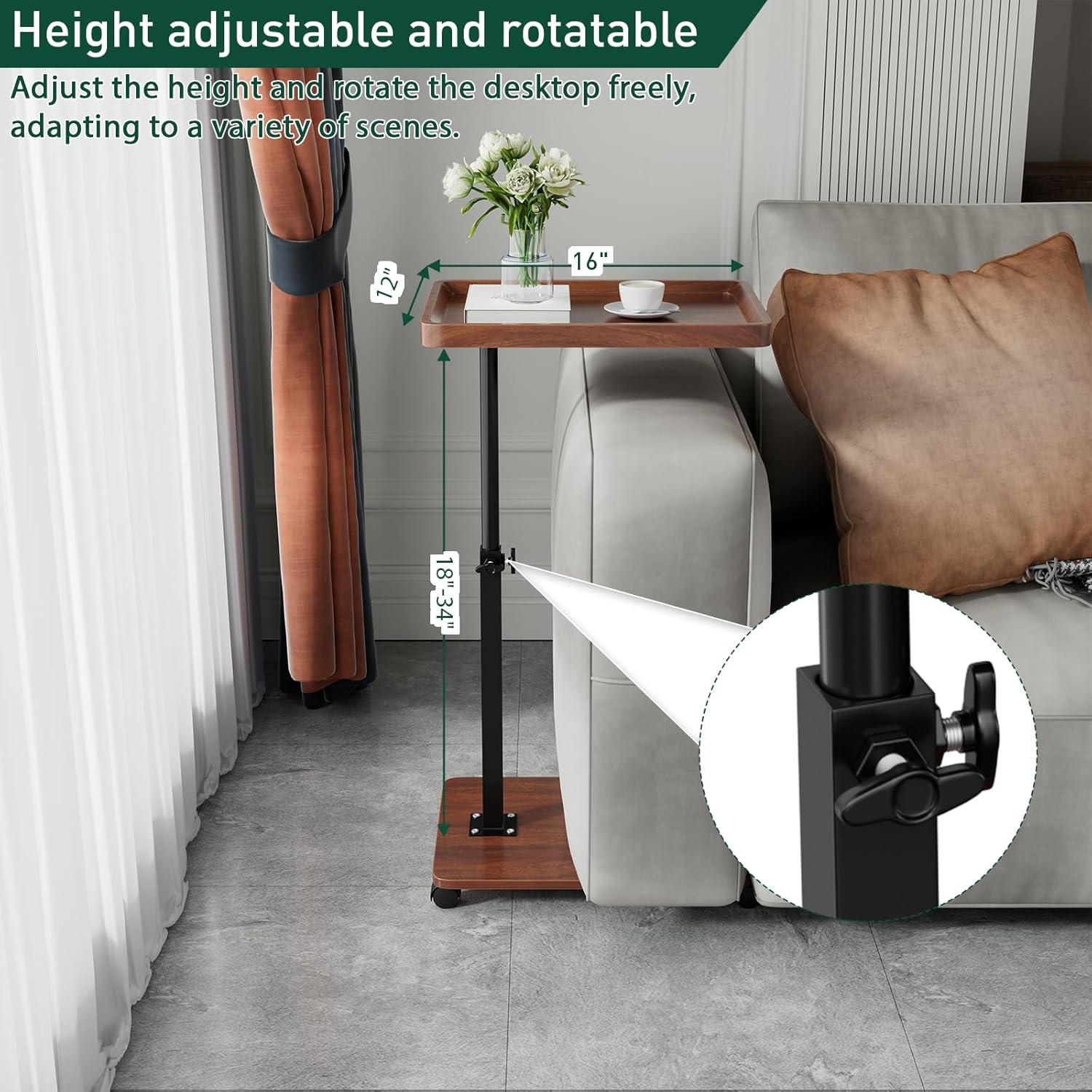 Mesa lateral ajustable en altura XNSDXV tipo C madera nogal