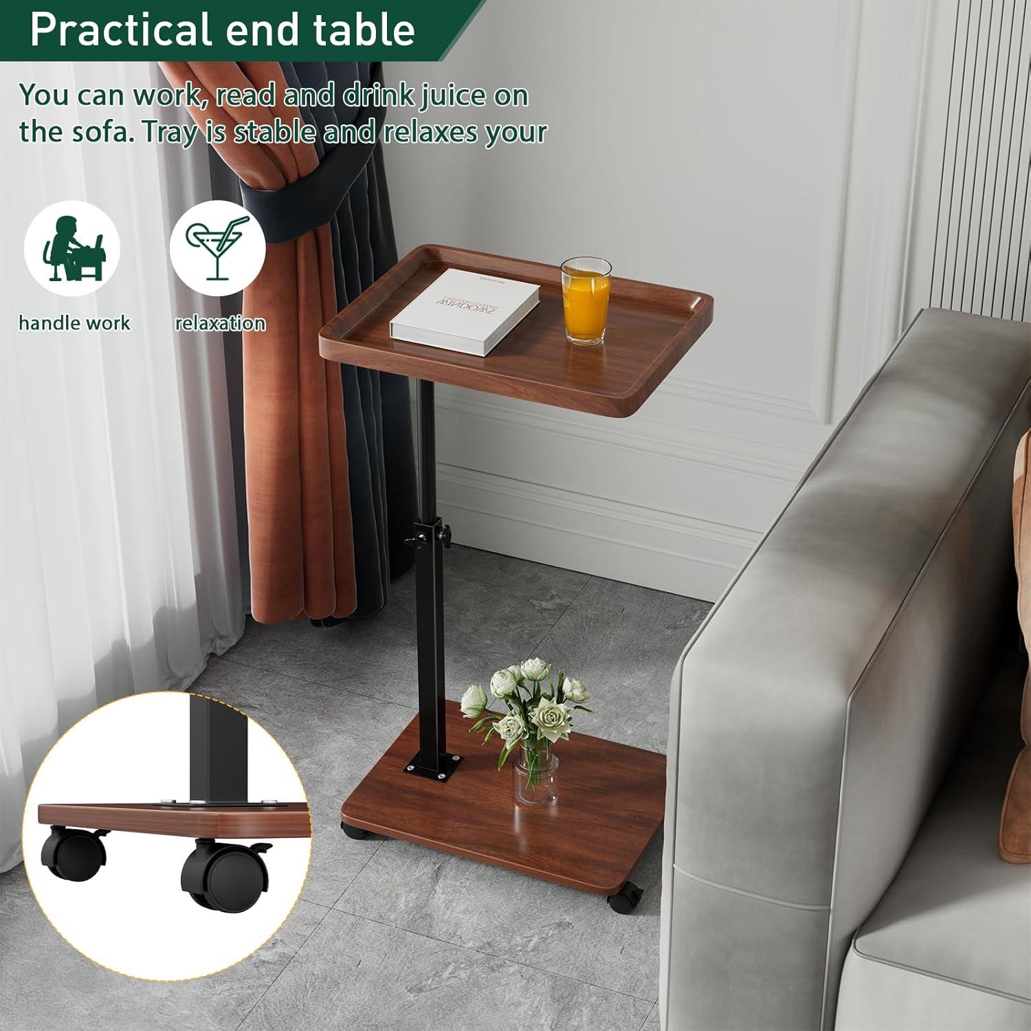 Mesa lateral ajustable en altura XNSDXV tipo C madera nogal