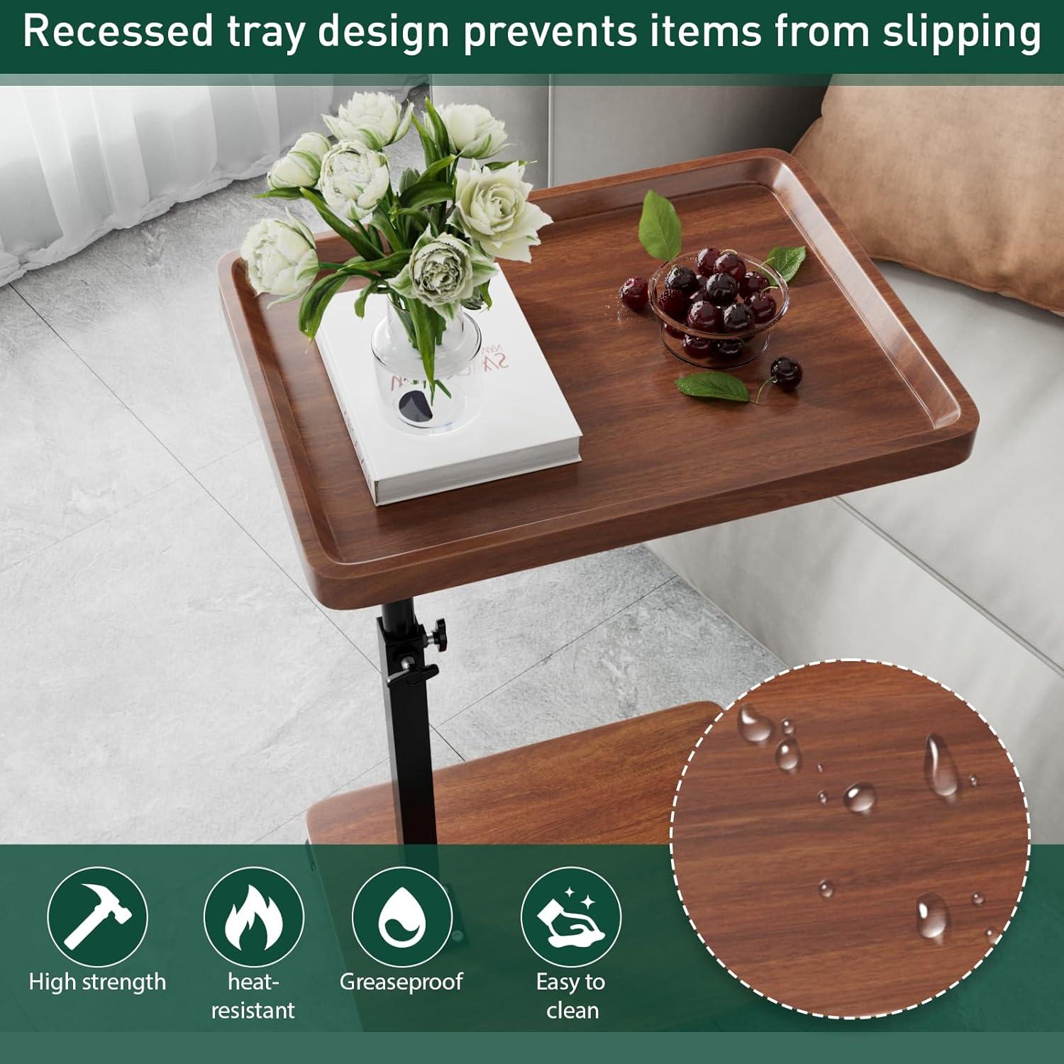 Mesa lateral ajustable en altura XNSDXV tipo C madera nogal