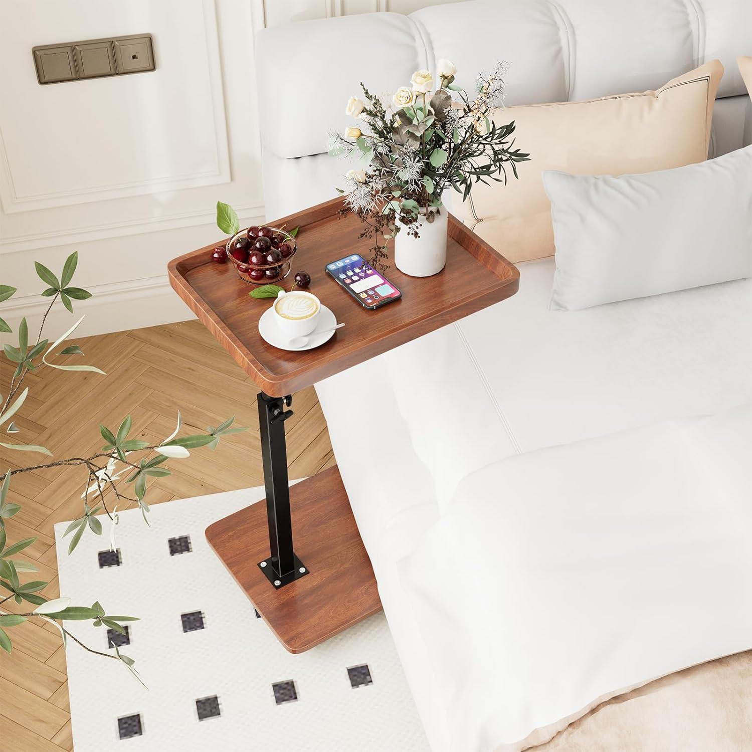 Mesa lateral ajustable en altura XNSDXV tipo C madera nogal