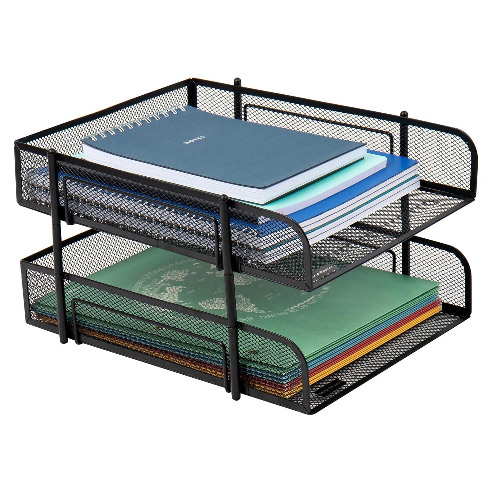 Organizador de Escritorio Apilable Mind Reader Negro 2 Pcs