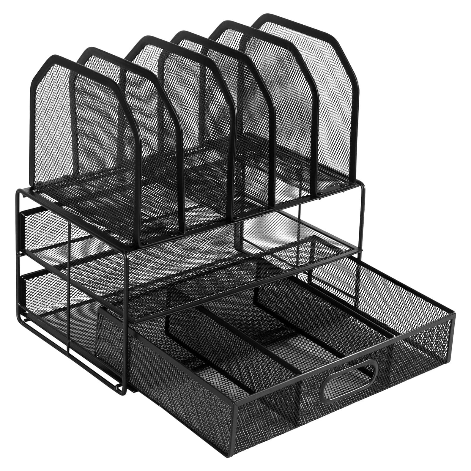 Organizador de Escritorio Malla Amazon Basics Negro 5 Secciones