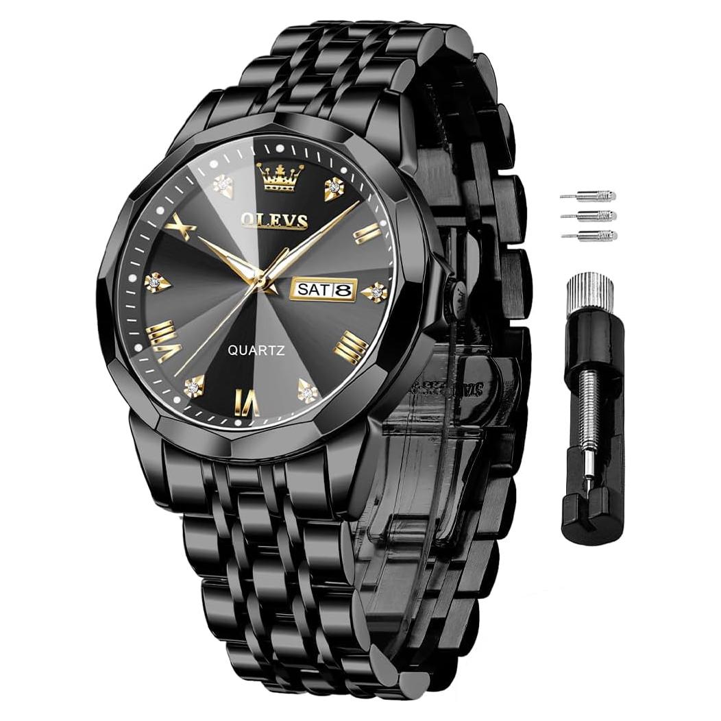 Reloj de Pulsera OLEVS para Hombres Acero Inoxidable 41mm