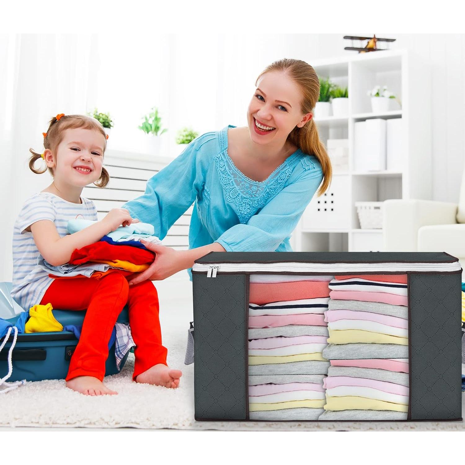 Bolsas de Almacenamiento 90L Budding Joy, Paquete de 6, Gris