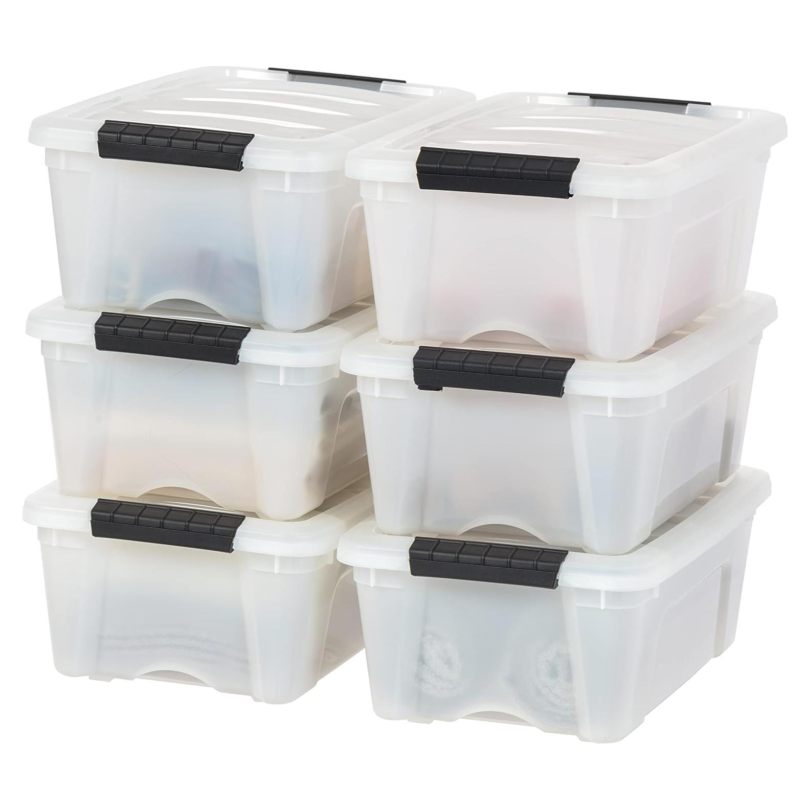 Bins de Almacenamiento IRIS USA 13 Qt Apilables 6 Pzas