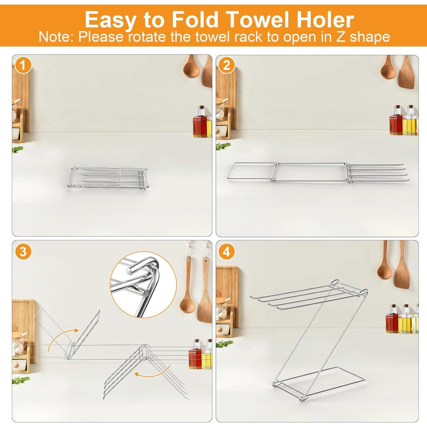 Soporte para Toallas de Cocina Seropy Acero Inoxidable 4 Brazos