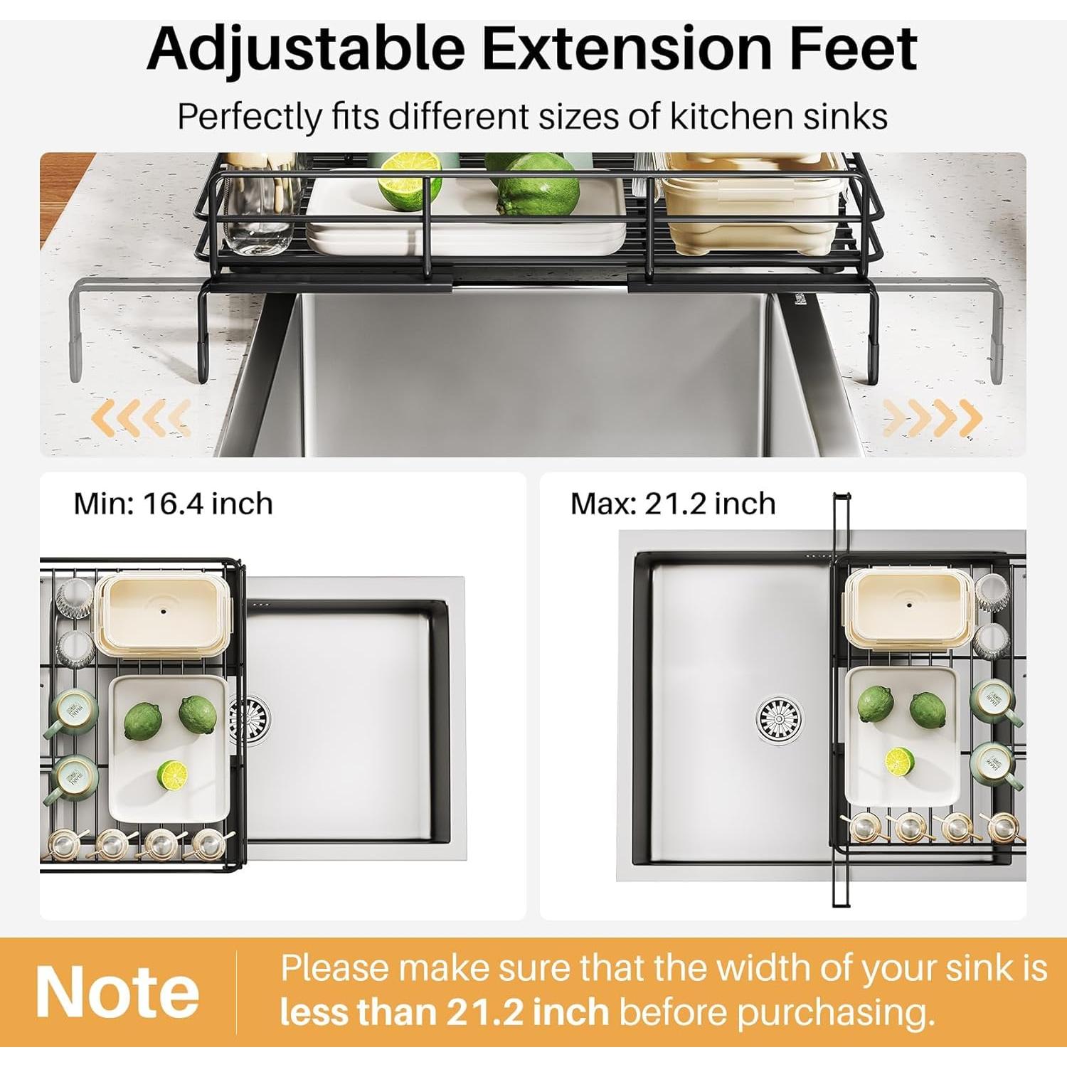 Escurridor de Platos SNTD Extensible Acero Inoxidable Negro