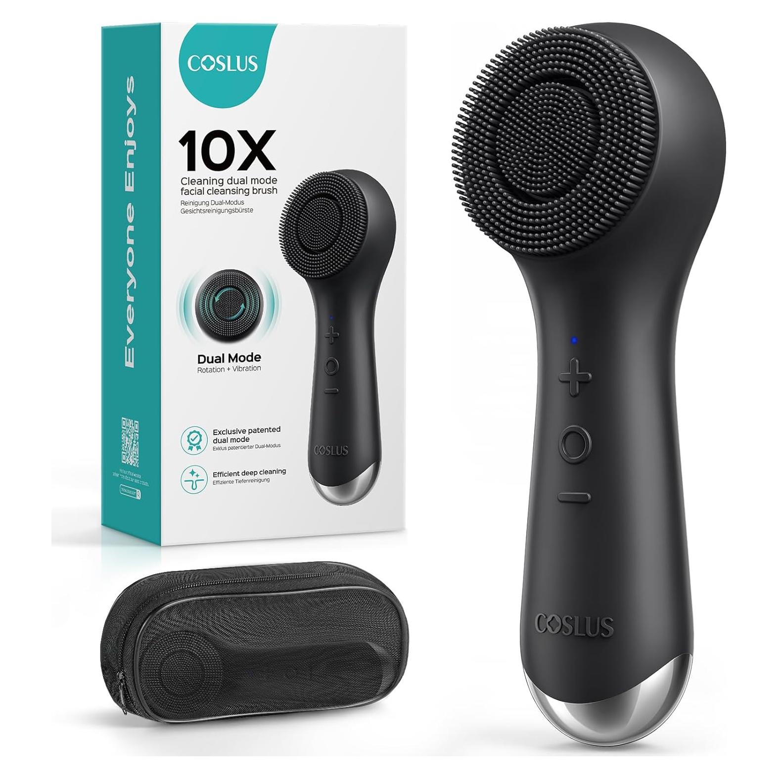 Cepillo Facial COSLUS 2 en 1 Silicona Impermeable Negro