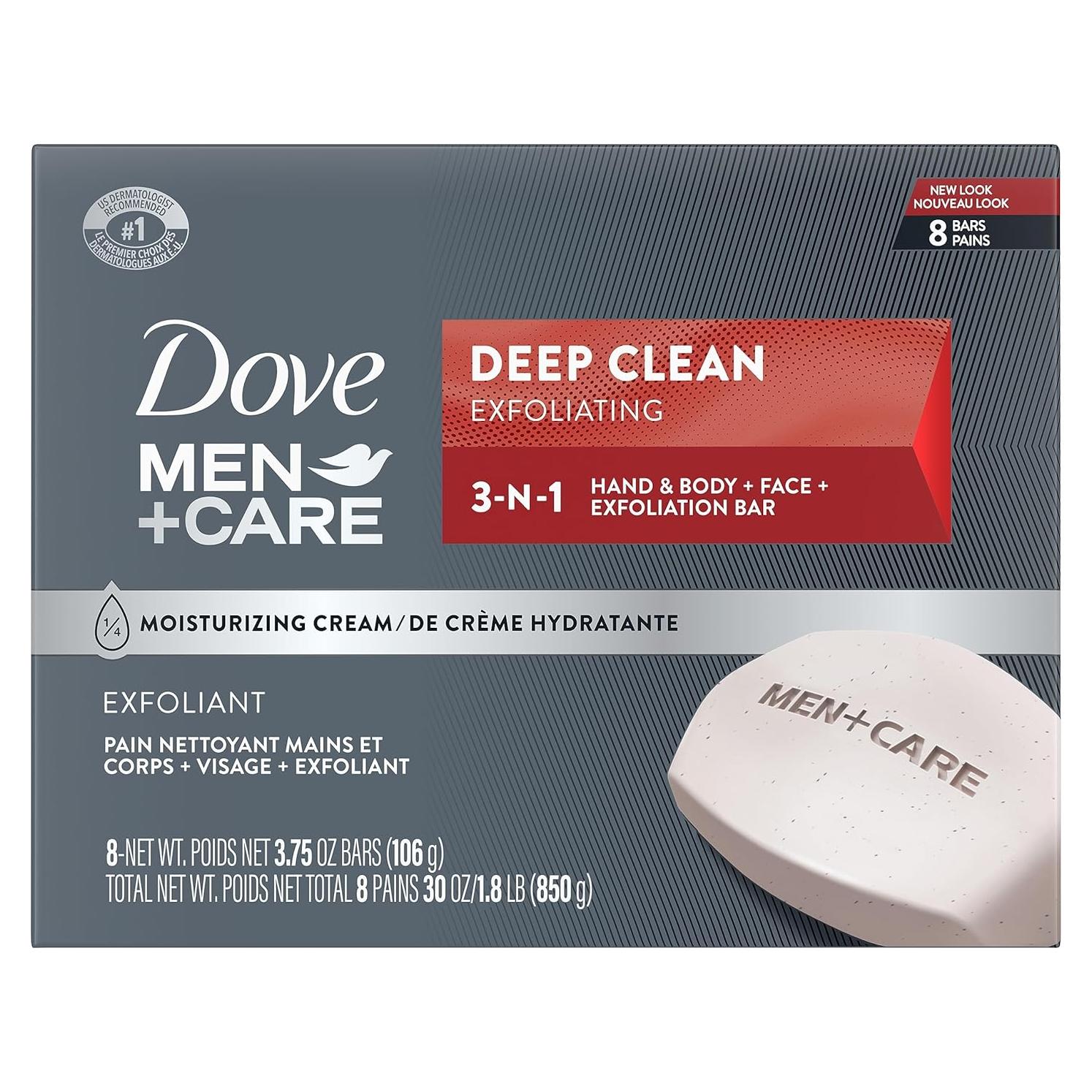 Jabón en Barra Dove Men+Care 8 Pzas 3.75 oz Hidratante