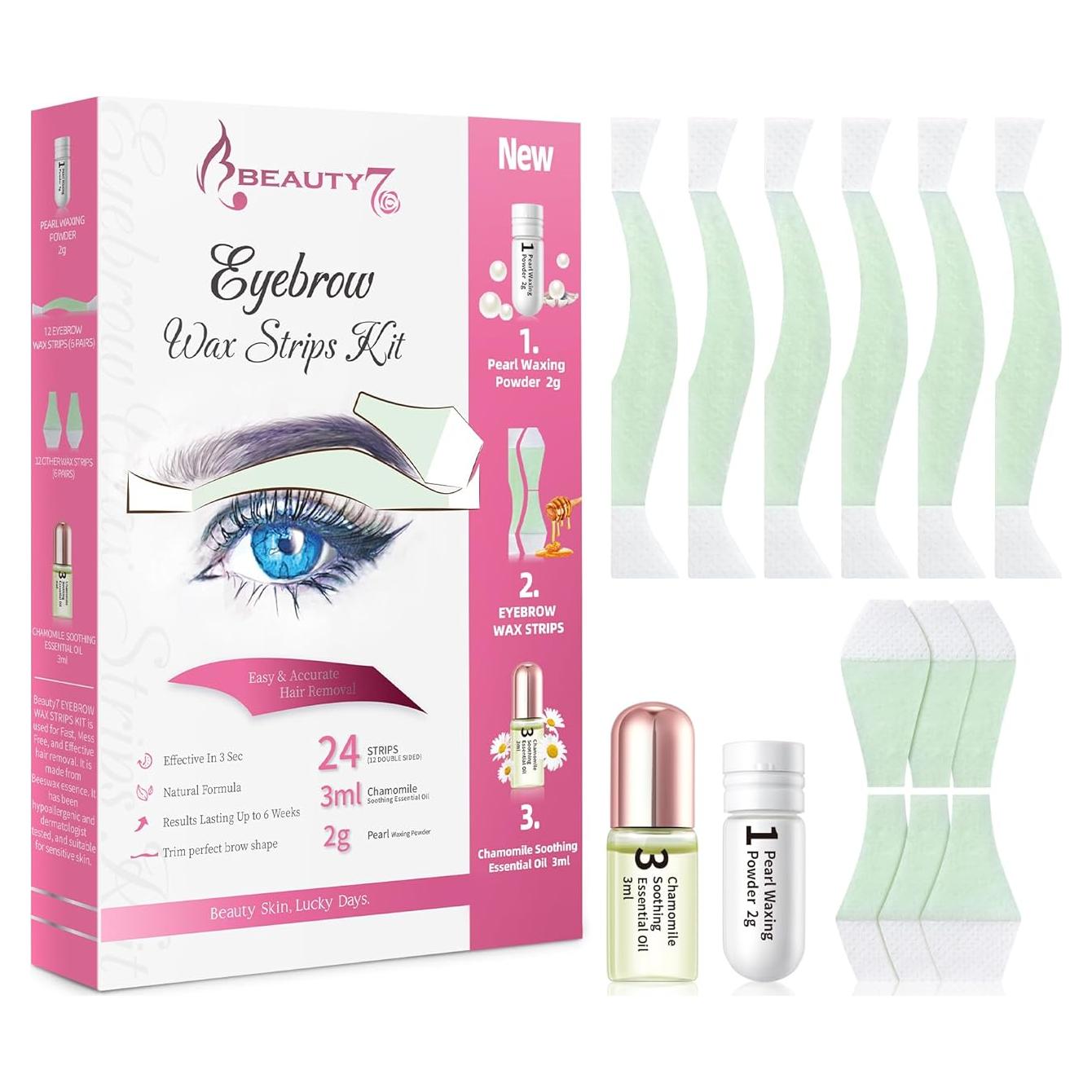 Kit de Depilación Beauty7 Cintas de Cera para Cejas 24 Unidades
