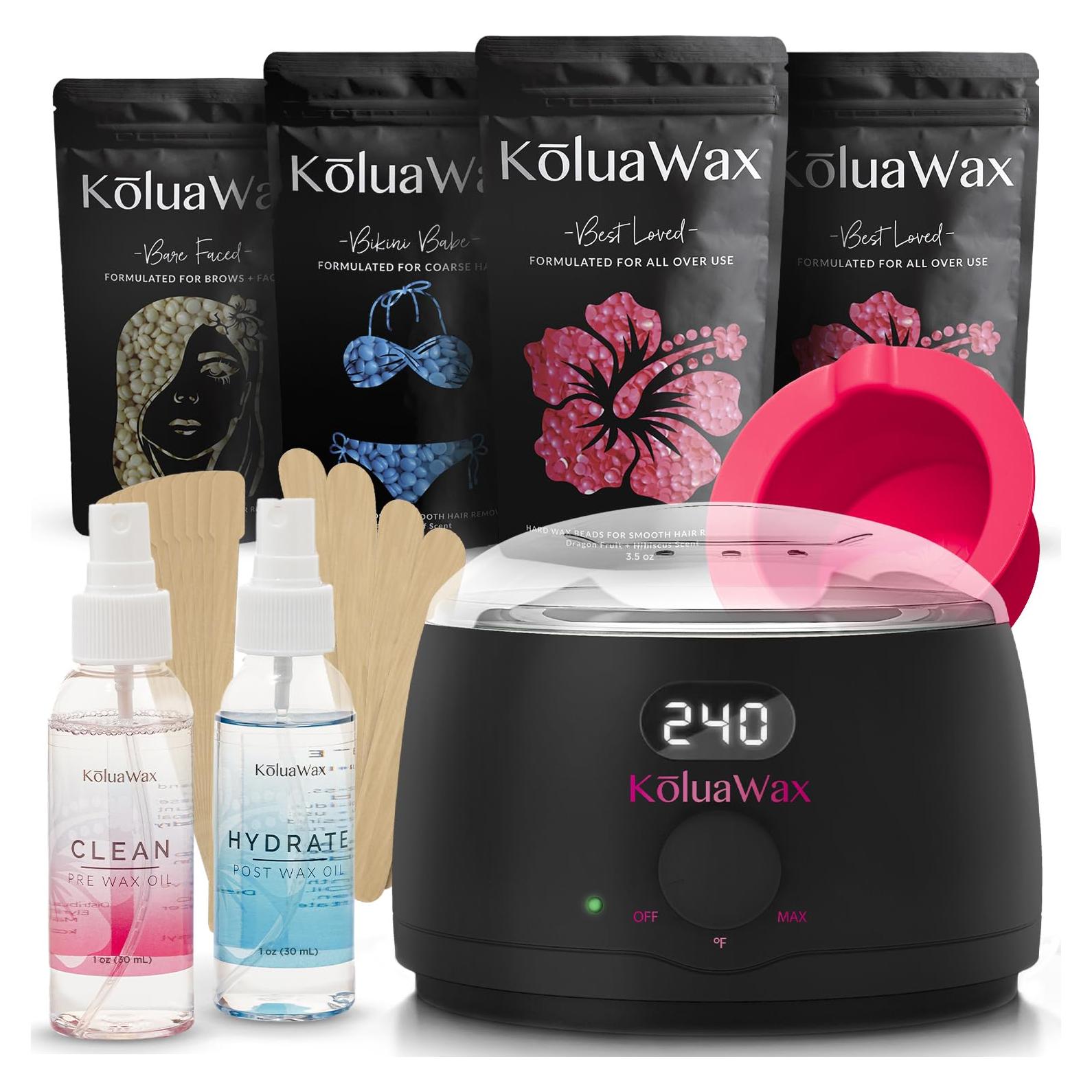 Kit de Cera KoluaWax para Mujeres - Calentador Digital y Accesorios