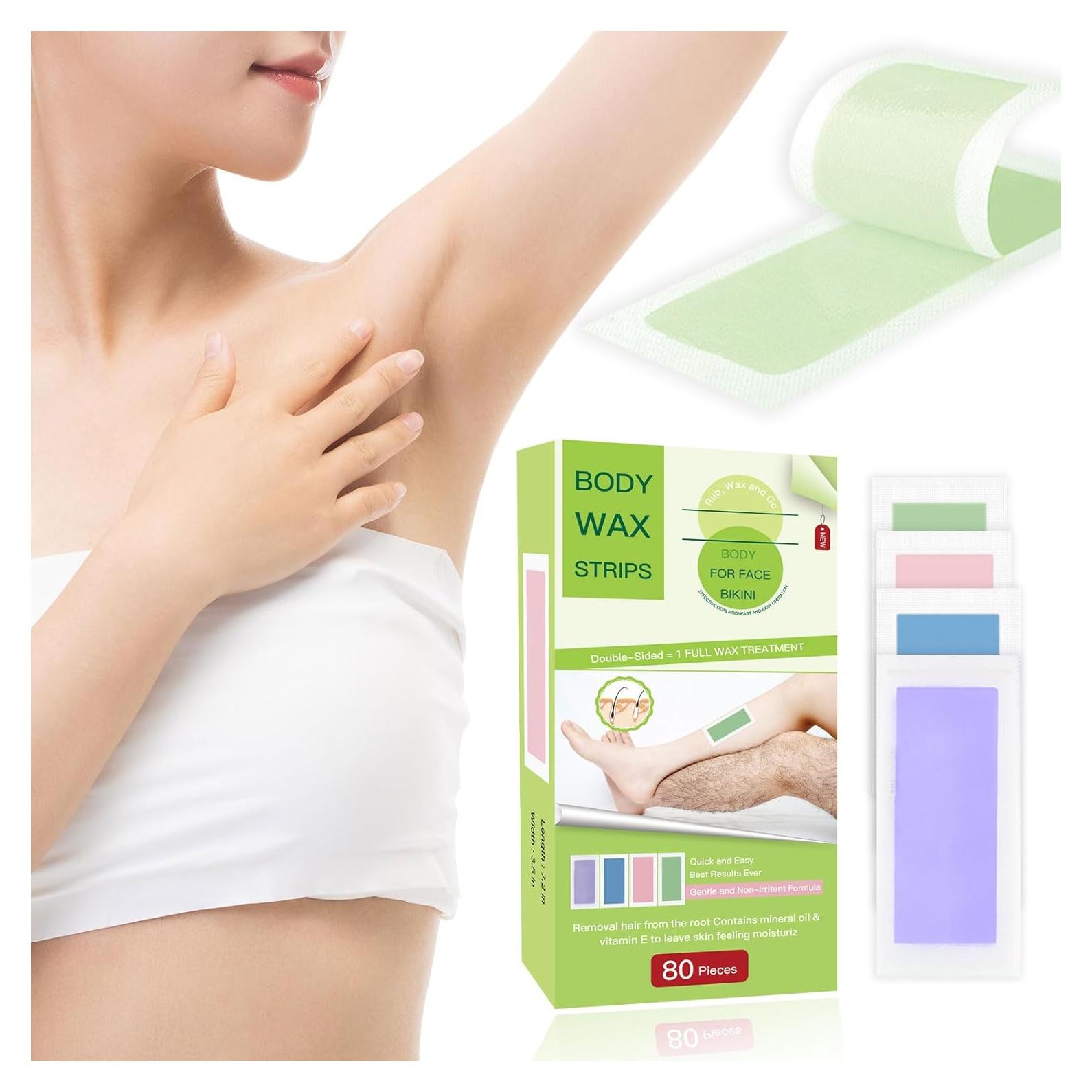 80 Tiras de Cera Depilatoria BXQJRJ + 20 Toallitas Calmantes