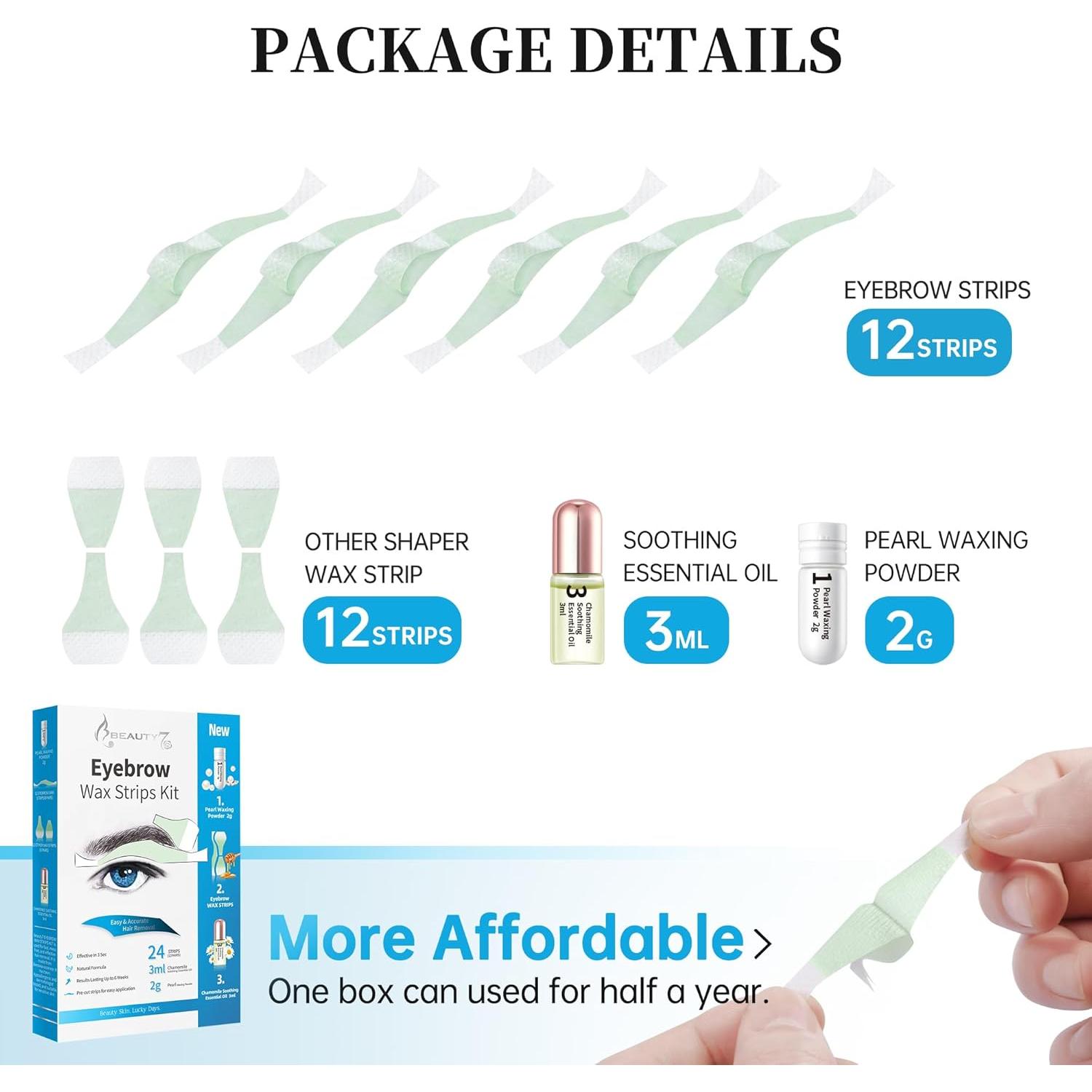 Ceras Depilatorias para Cejas Beauty7 - 24 Piezas para Hombres