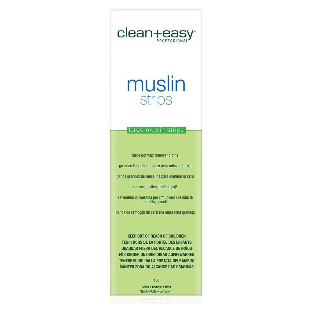 Tiras de Cera de Muselina Clean + Easy 100 Piezas Grandes