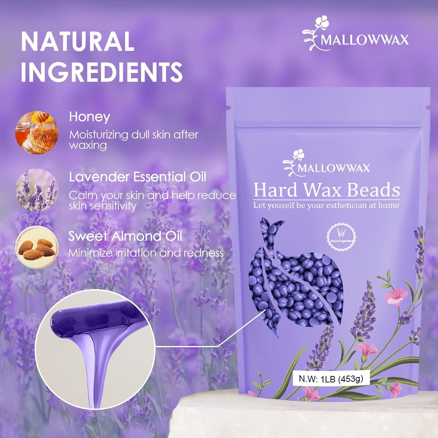 Perlas de Cera Dura Mallowwax Lavanda 453 g para Depilación