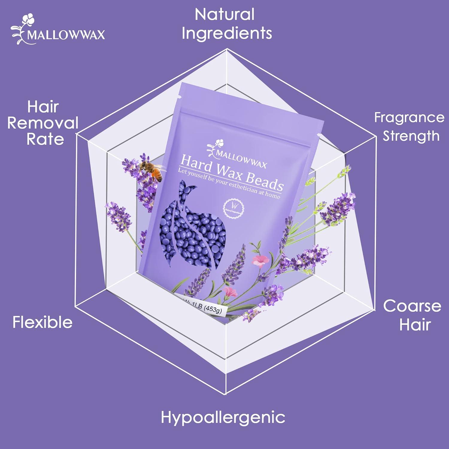 Perlas de Cera Dura Mallowwax Lavanda 453 g para Depilación