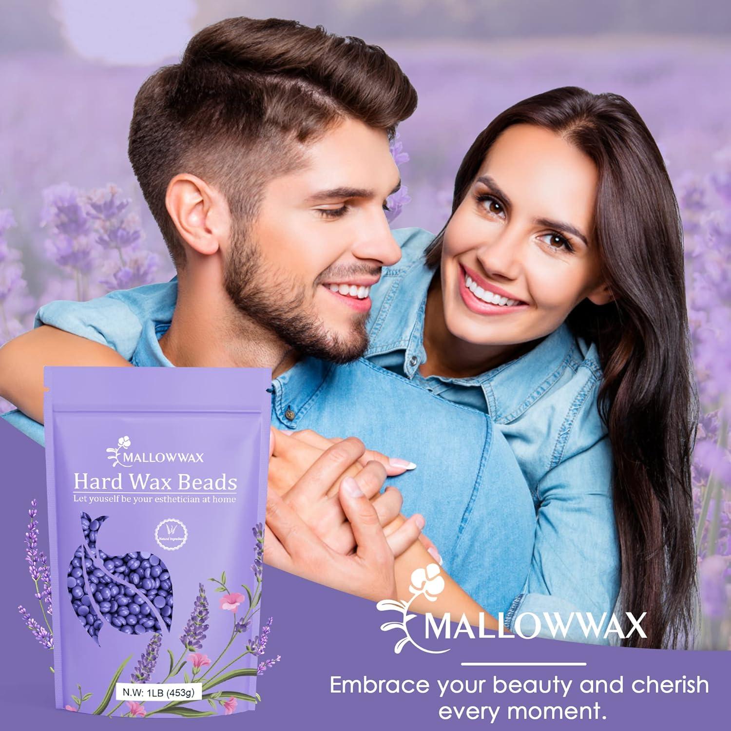 Perlas de Cera Dura Mallowwax Lavanda 453 g para Depilación