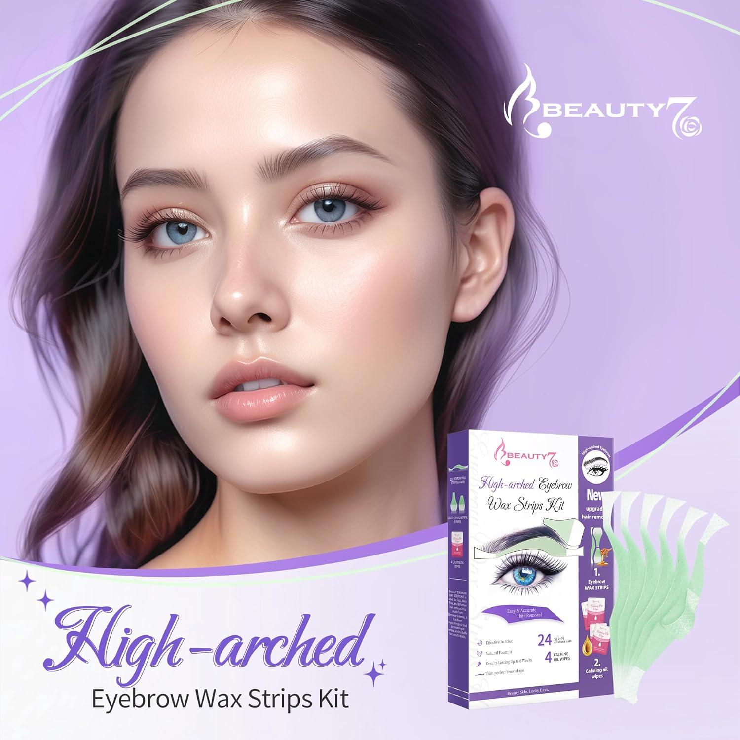 Beauty7 Cera para Cejas en Tiras - 24 Piezas + Toallitas