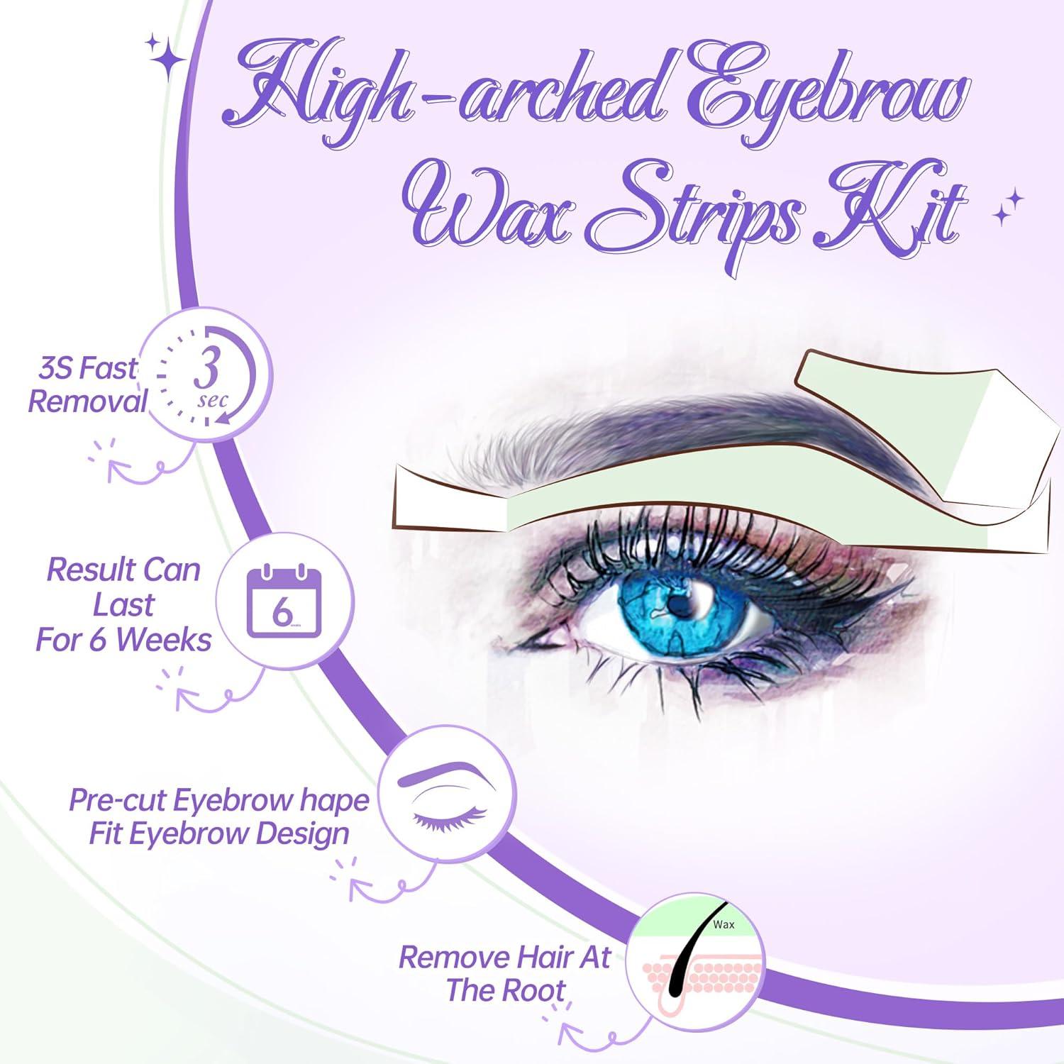 Beauty7 Cera para Cejas en Tiras - 24 Piezas + Toallitas