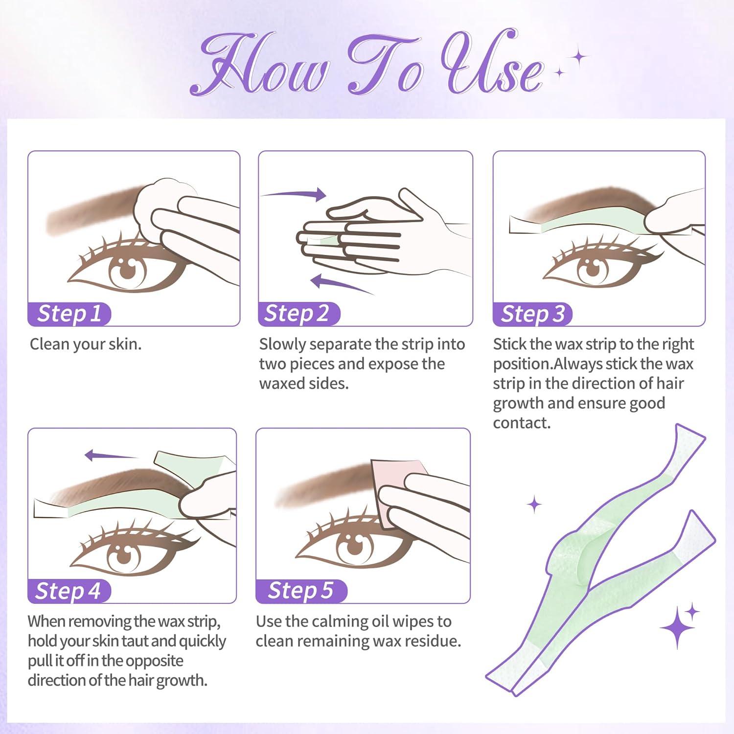 Beauty7 Cera para Cejas en Tiras - 24 Piezas + Toallitas