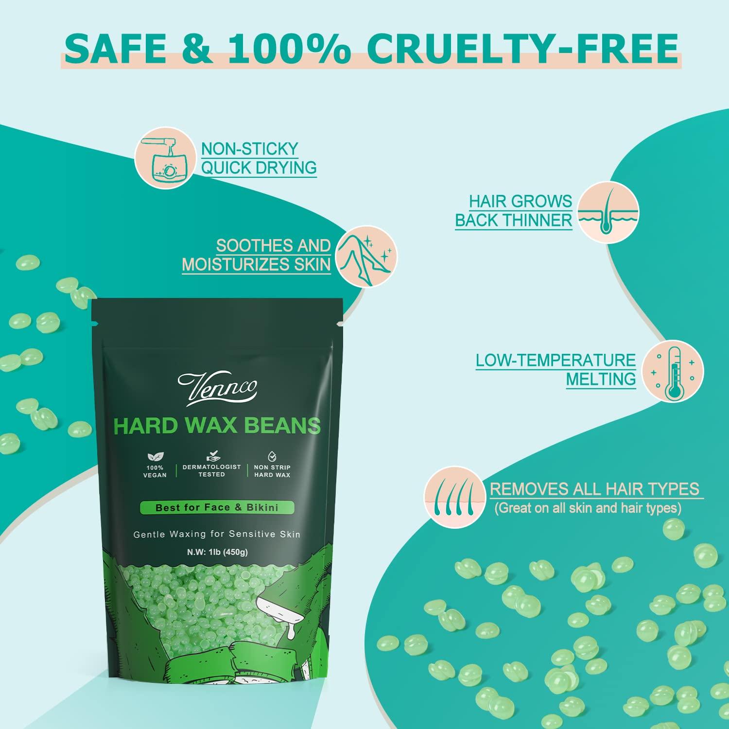 Perlas de Cera Dura VENNCO 1 lb Aloe Vera Piel Sensible