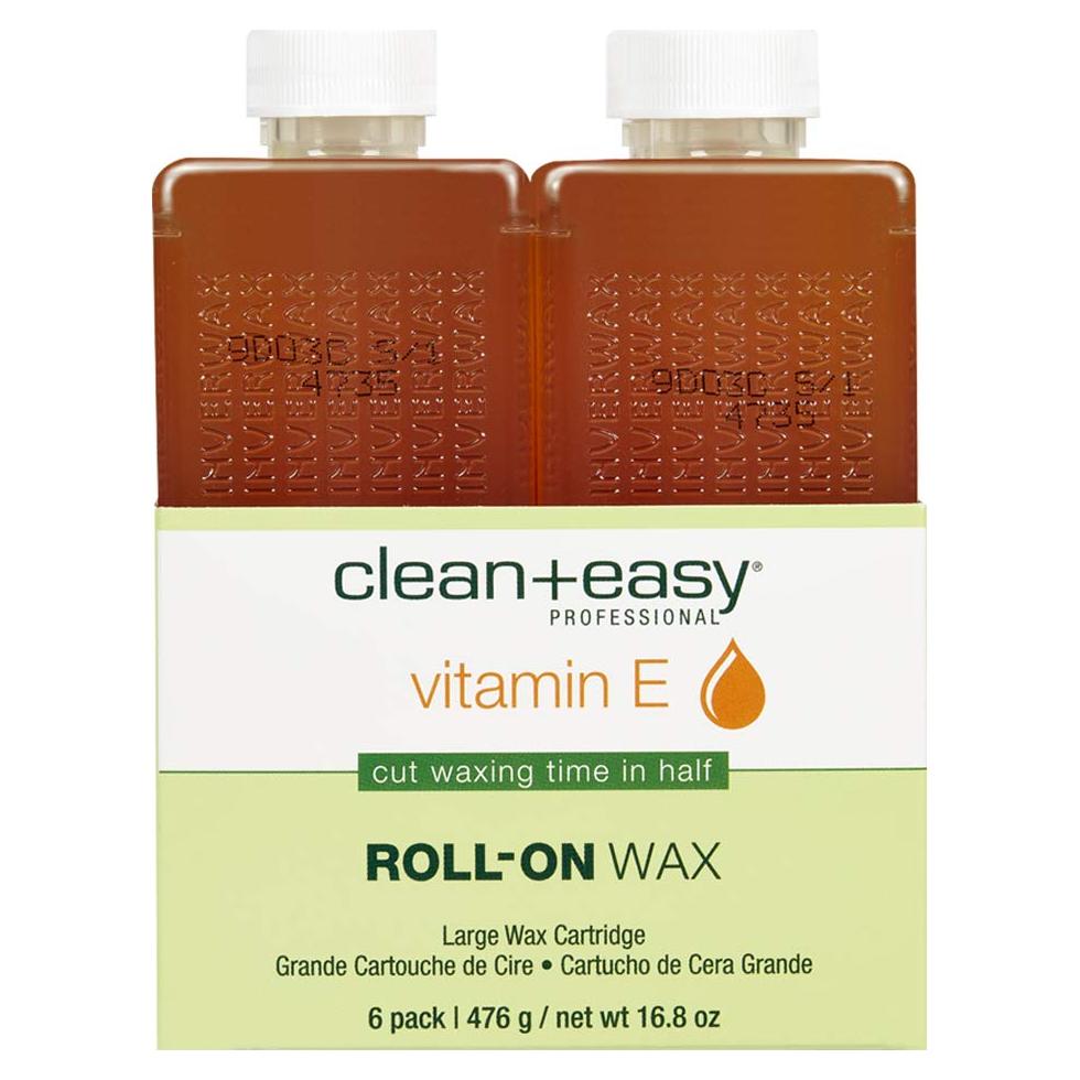 Cera Roll-On Clean + Easy Vitamina E 6 Paquetes 476g