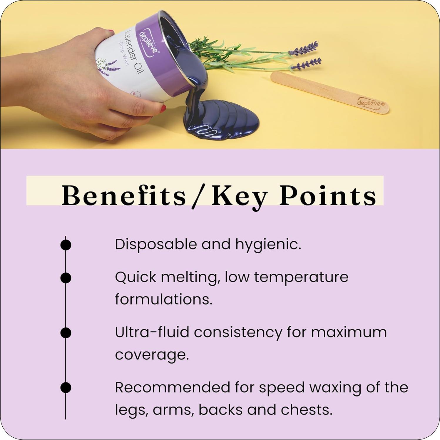 Cera Depileve en Tiras de Lavanda para Piel Sensible 400g