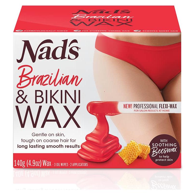 Kit de Cera Dura Brasileña Nad's 140g + Toallitas y Espátulas
