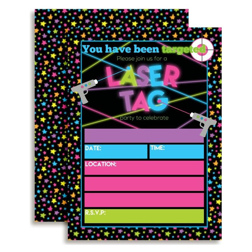 Invitaciones de Cumpleaños Laser Tag Amanda Creation 20 Tarjetas