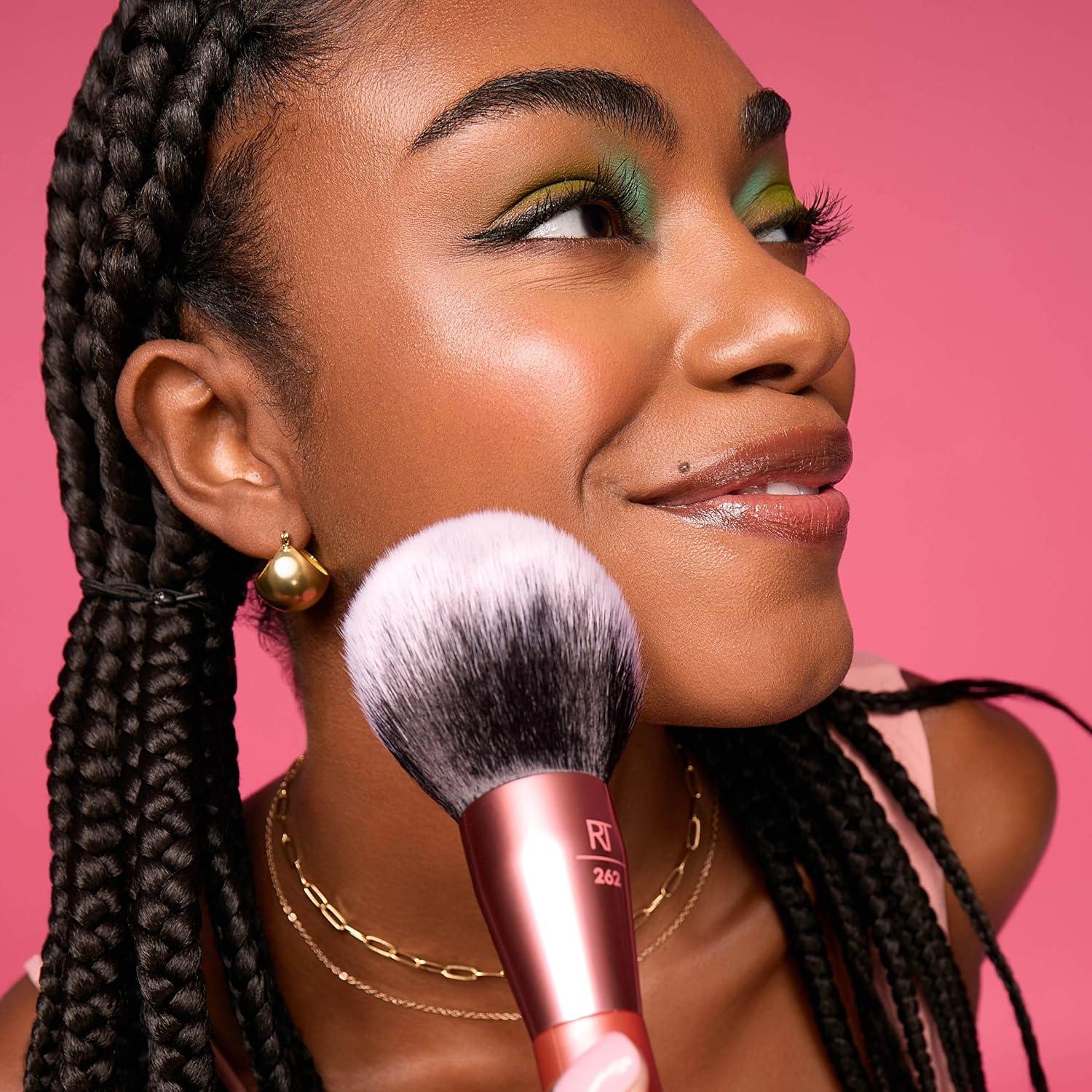 Brocha de Polvo XL Real Techniques - Cerdas Sintéticas Rosa